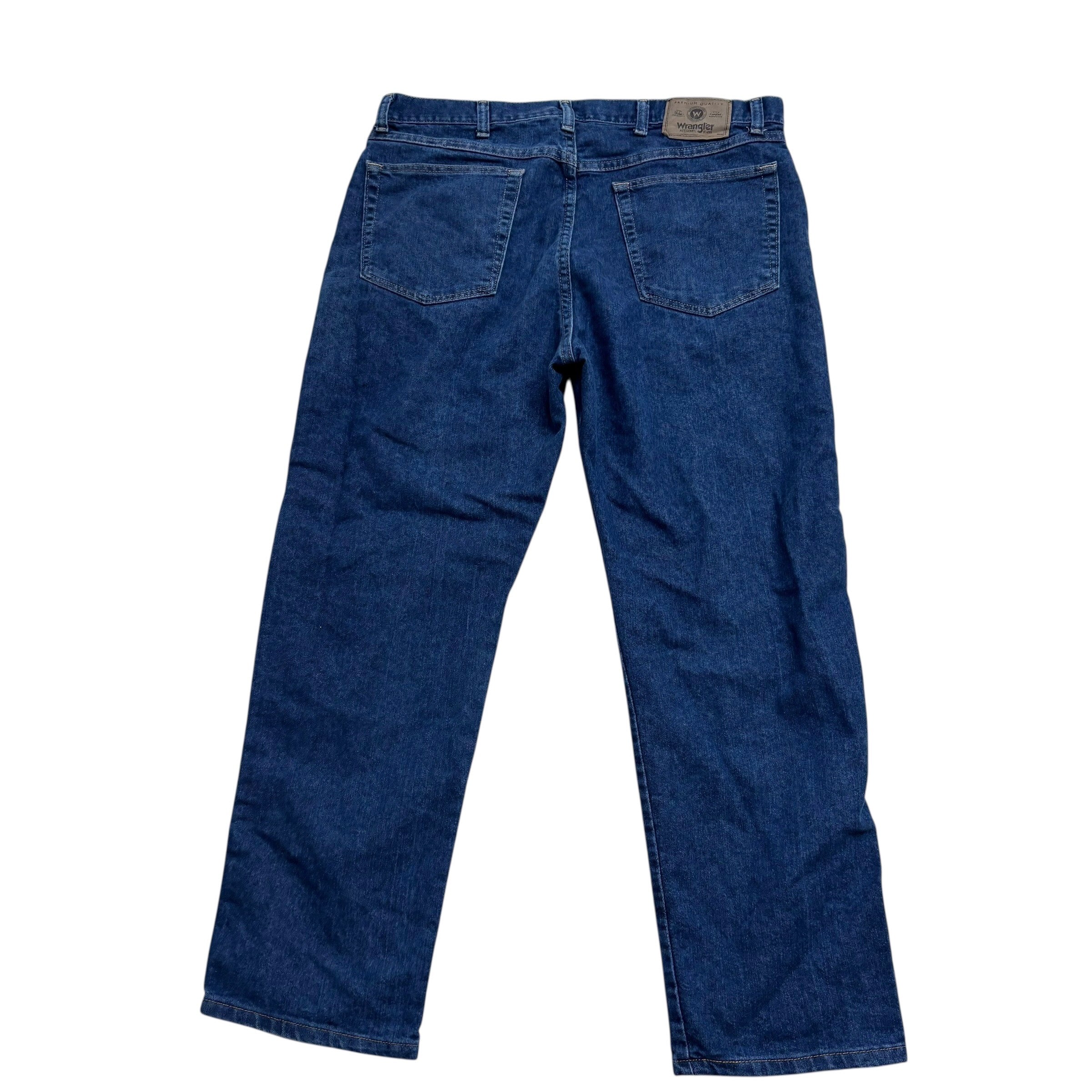 Wrangler Jeans W35 L30 Mens Dark Blue Regular Straight Fit Denim (E)