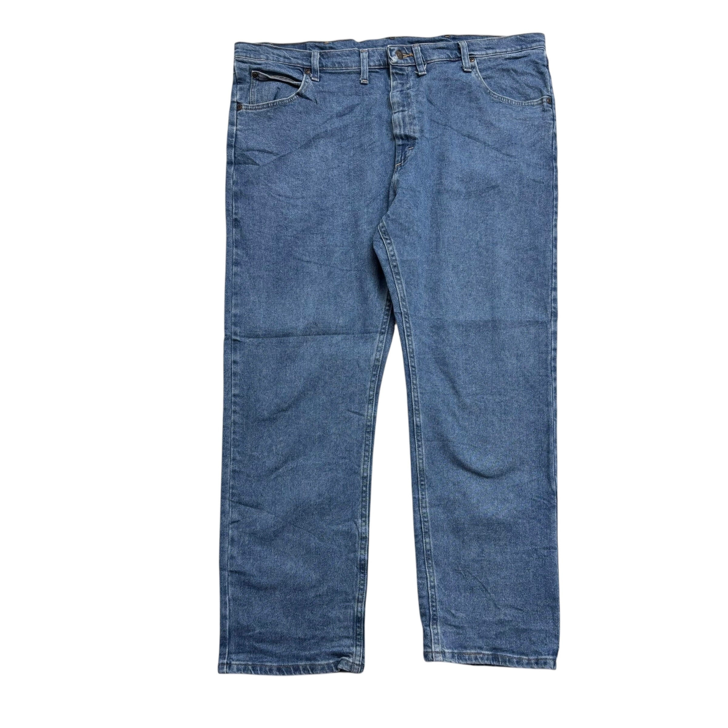 Wrangler Jeans W44 L30 Mens Mid Blue Regular Straight Fit Stretch Denim (E)