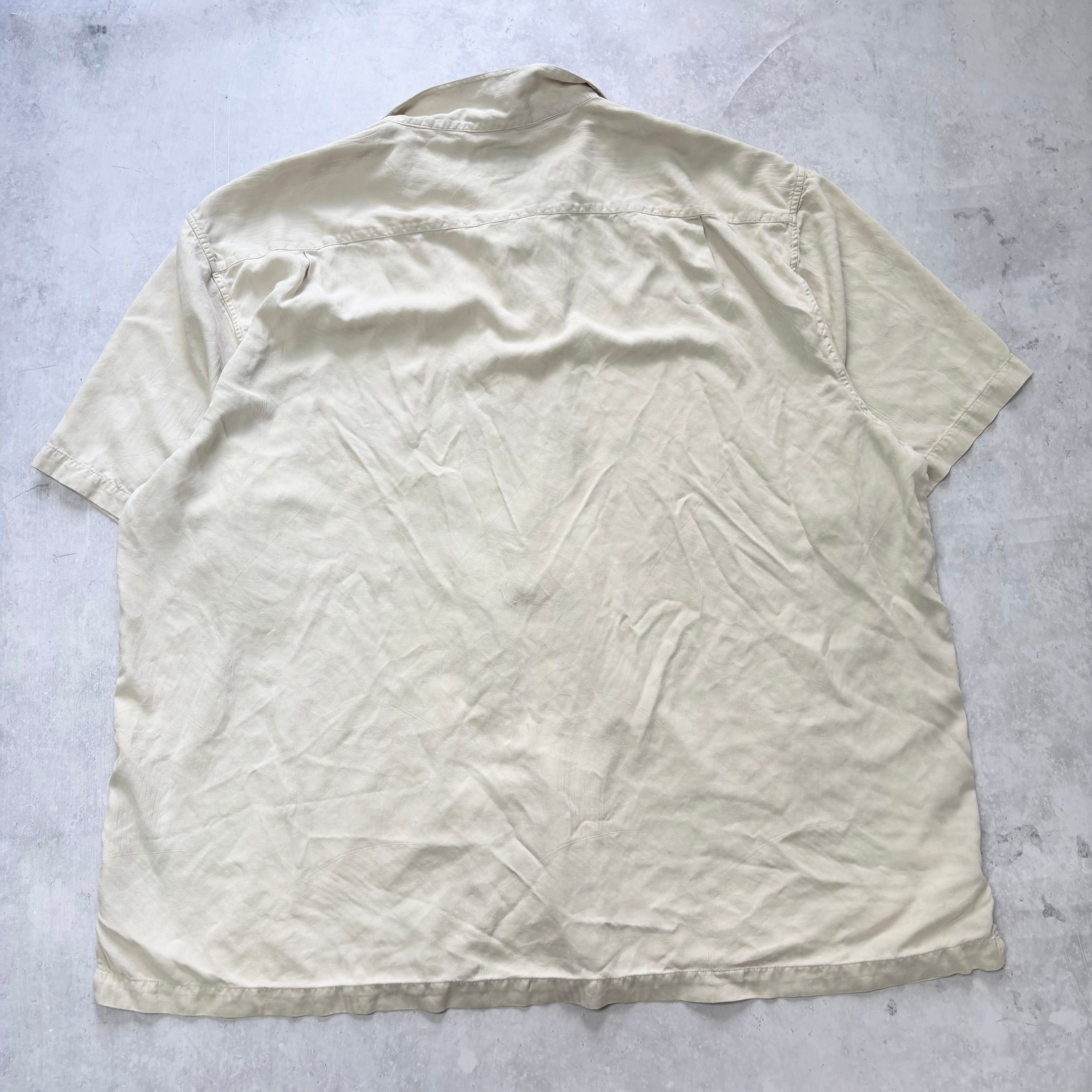 Vintage Hawaiian Shirt Mens 3XL Cream Floral Aloha Short Sleeve Silk (E)