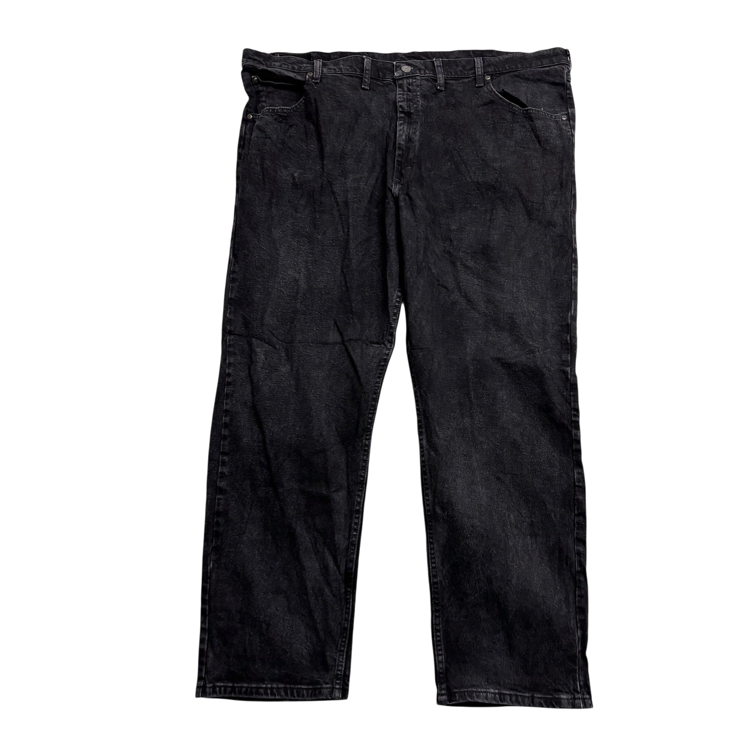 Wrangler Jeans W46 L30 Mens Black Relaxed Straight Fit Stretch Denim (E)