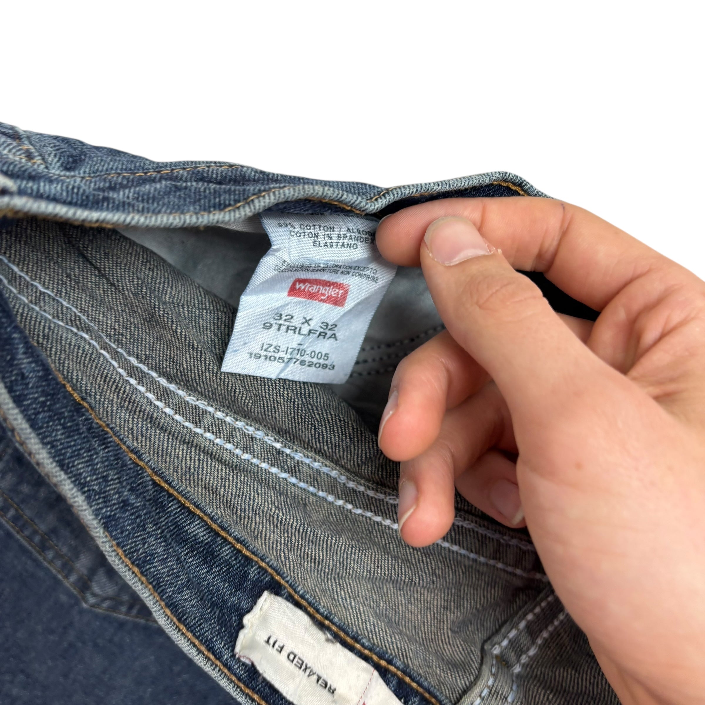 Wrangler Denim Shorts W32 Mens Dark Blue 5in Regular Fit Cut Off Stretch