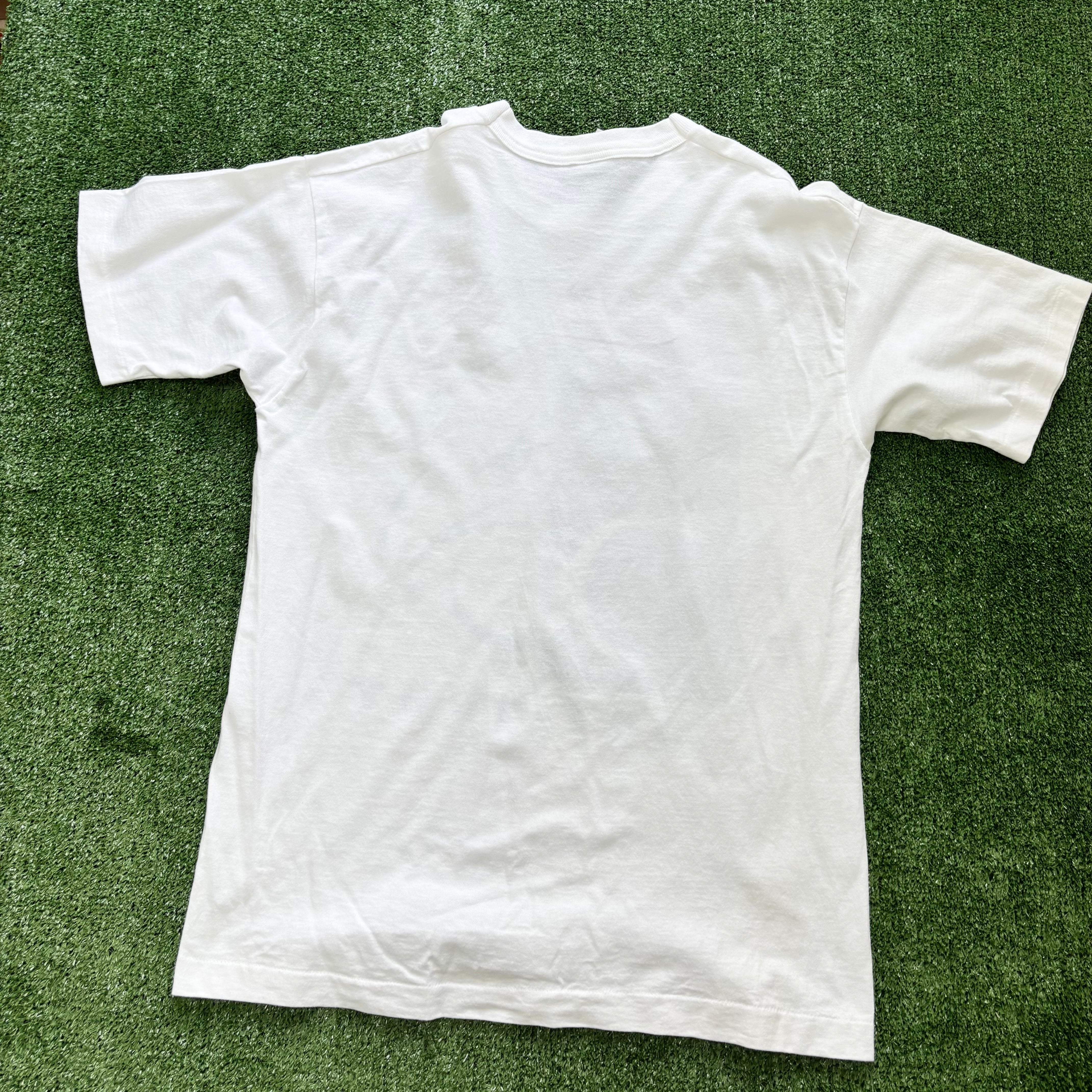 Vintage T Shirt Mens Large White Single Stitch Graphic Print 90s USA (E)