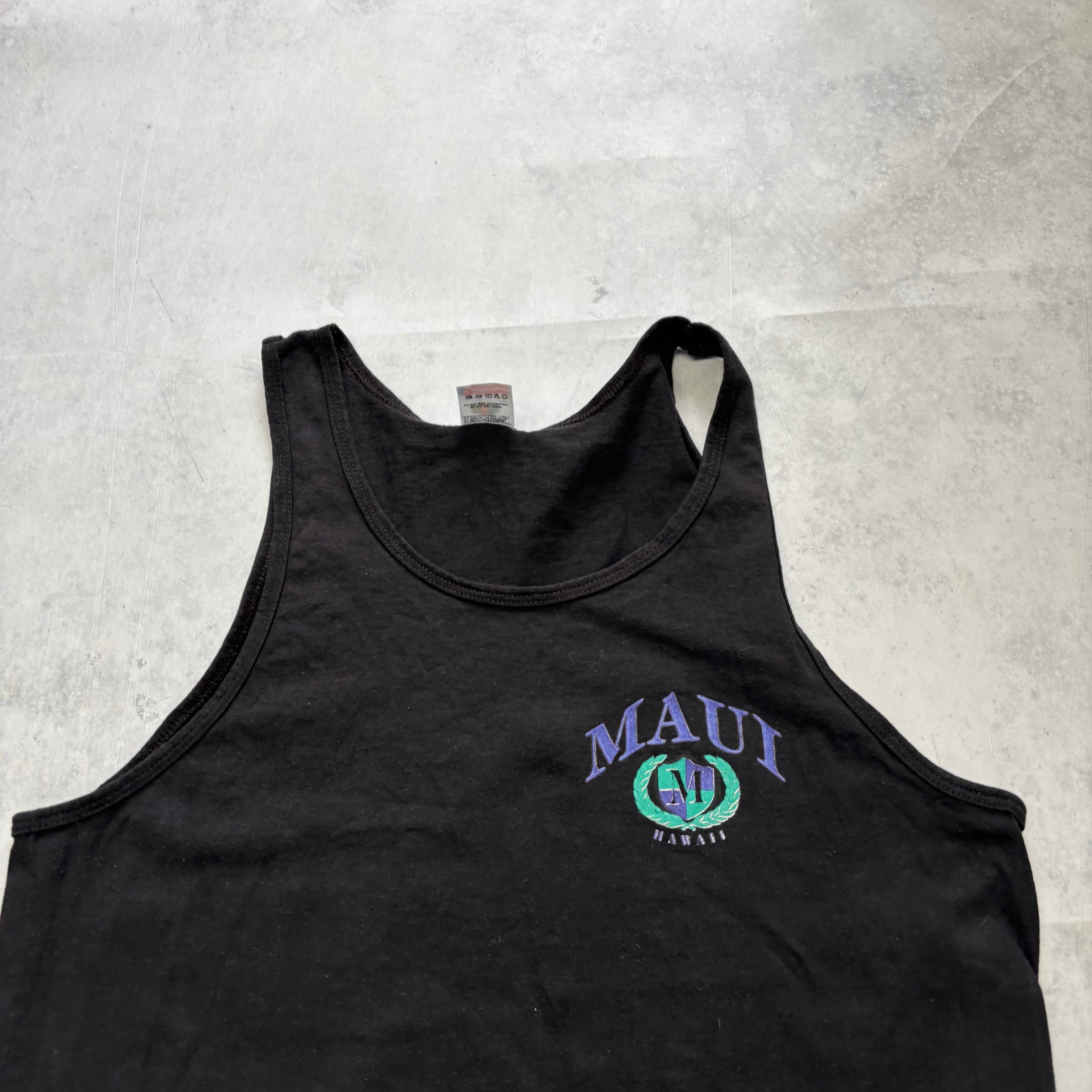 Vintage T Shirt Vest Mens Large Black Single Stitch Graphic Print 90s (E)
