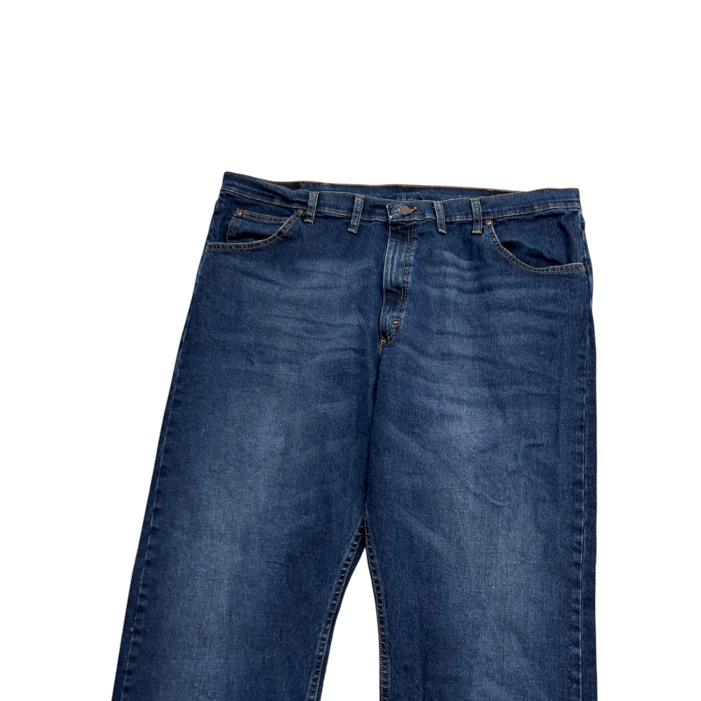Wrangler Jeans W44 L30 Mens Dark Blue Relaxed Straight Fit Stretch Denim (E)