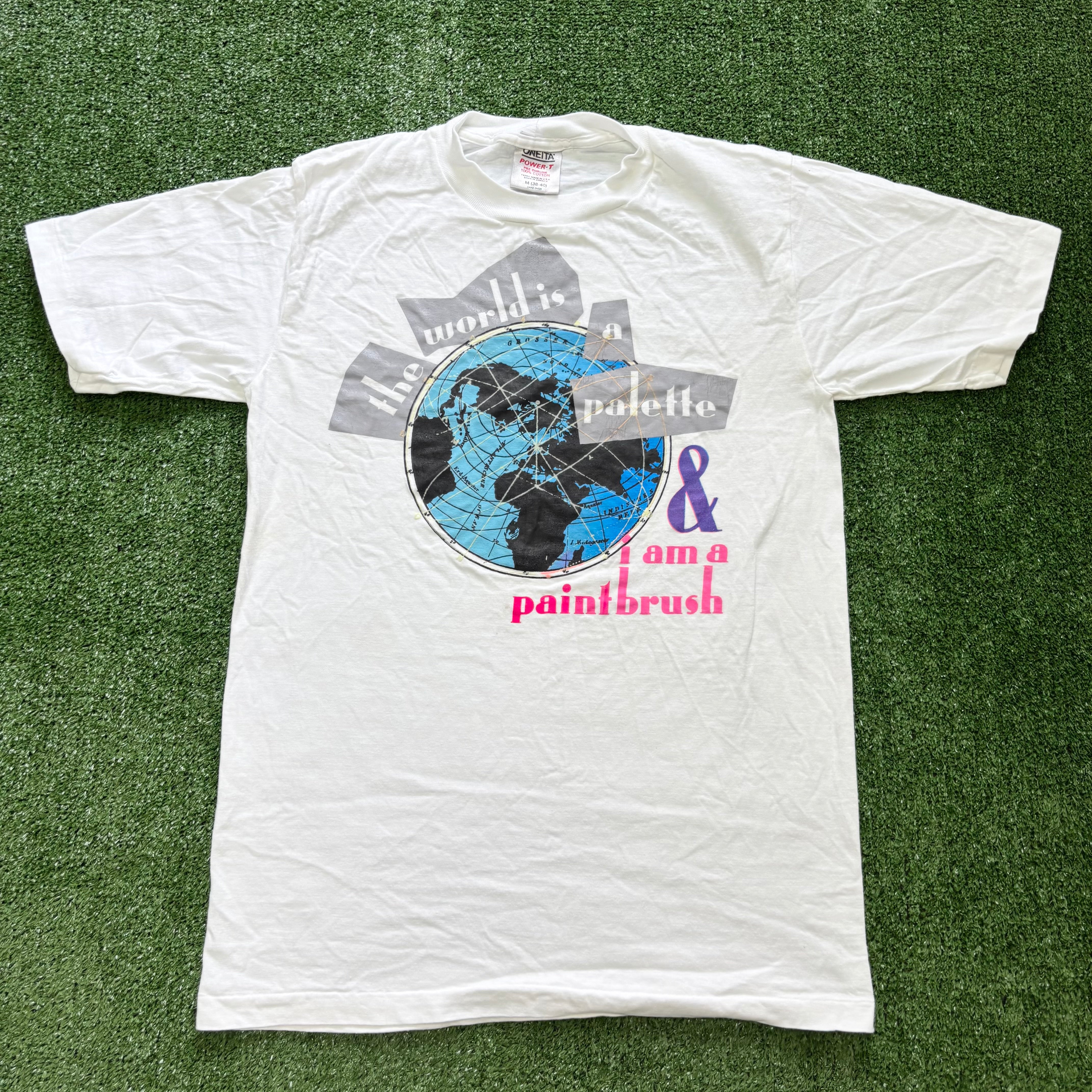 Vintage T Shirt Mens Small White Single Stitch Graphic Print 90s