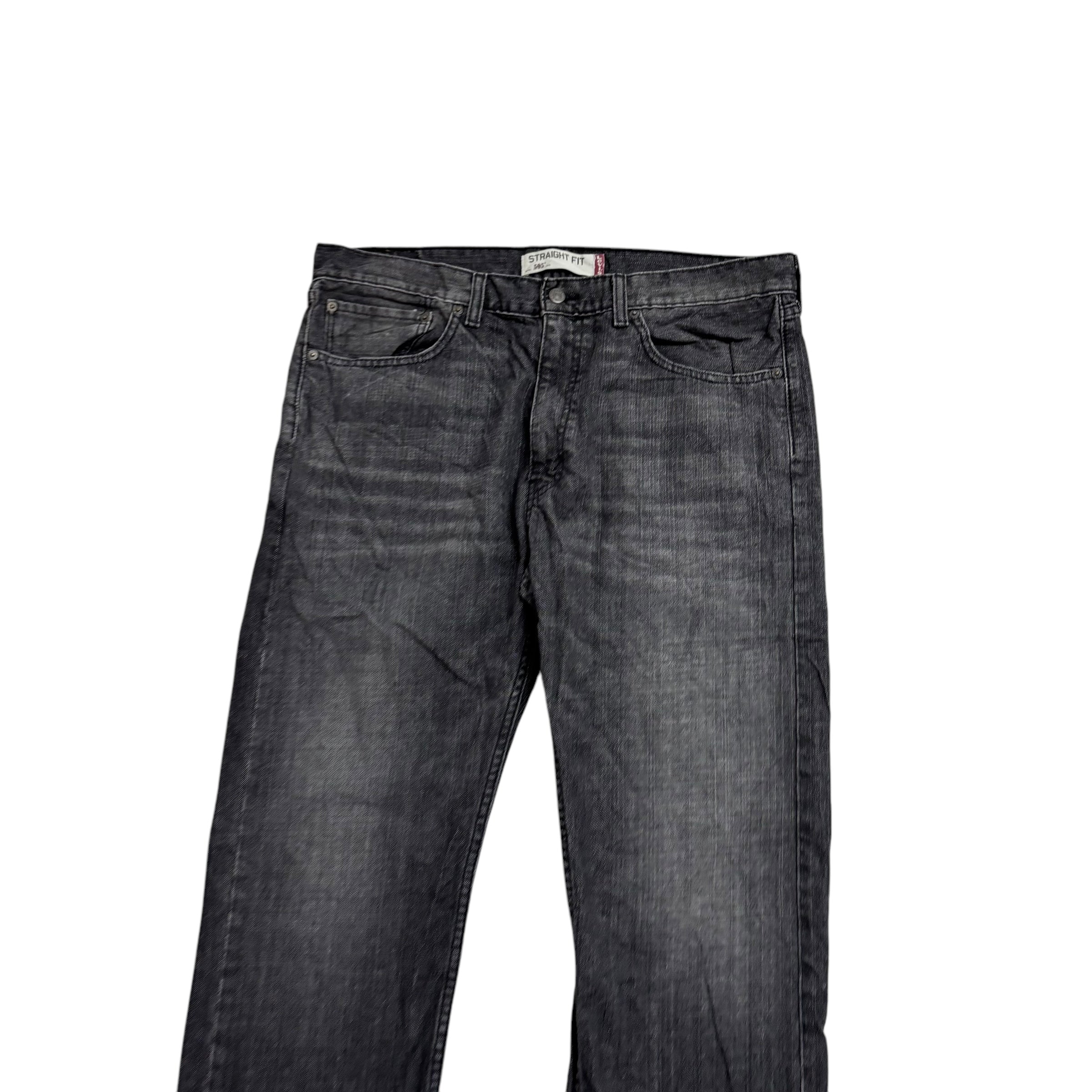 Levis 505 Jeans W36 L34 Mens Black Regular Straight Fit Vintage Denim (E)