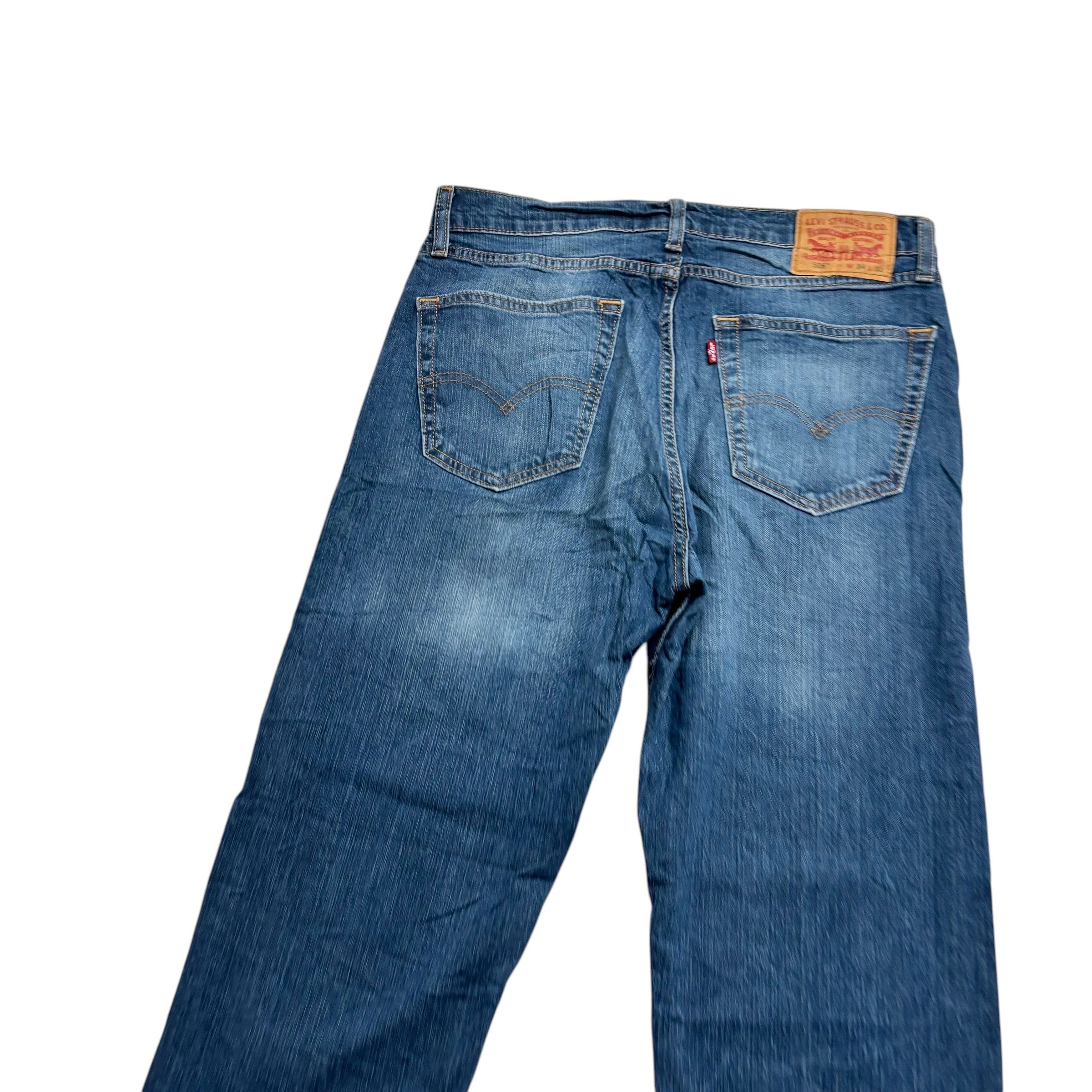 Levis 505 Jeans W33 L32 Mens Mid Blue Regular Straight Fit Stretch Denim (E)