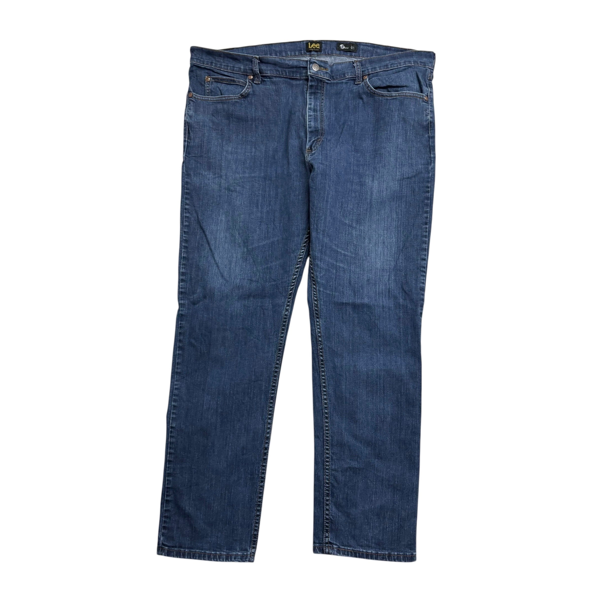 Lee Jeans W42 L32 Mens Mid Blue Regular Tapered Fit Stretch Denim (E)