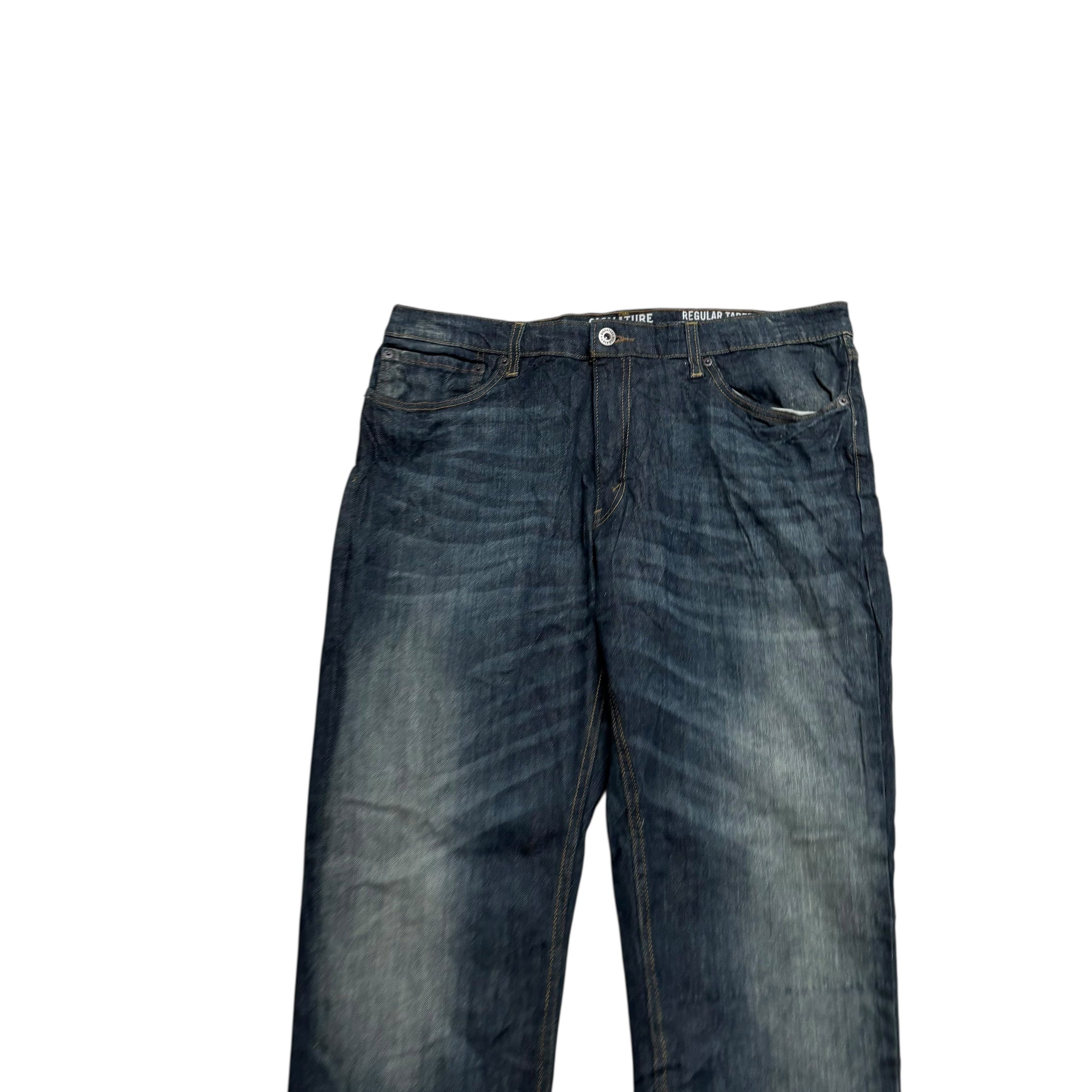 Levis Signature Jeans W38 L30 Mens Dark Blue Regular Tapered Fit Stretch