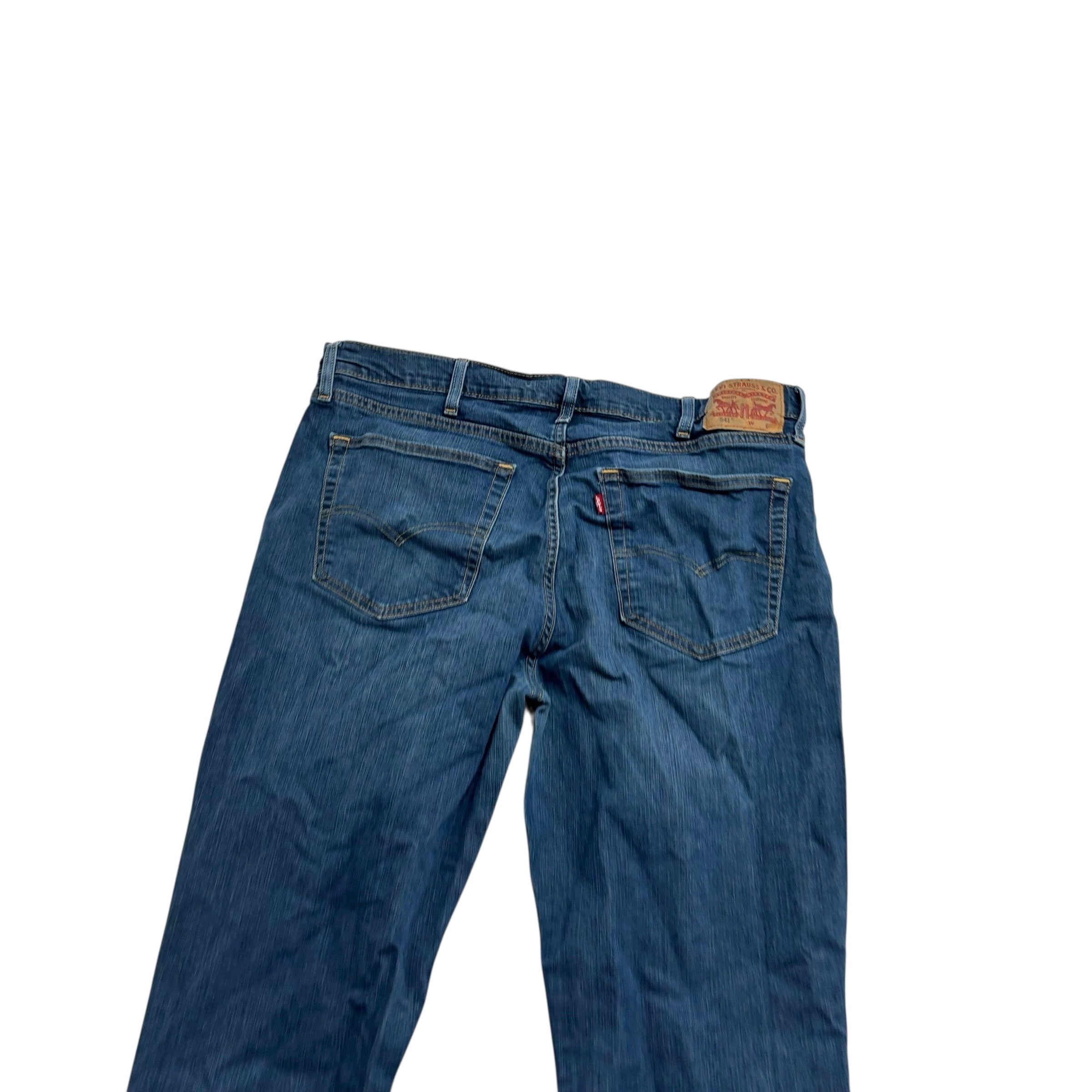 Levis 541 Jeans W38 L35 Mens Dark Blue Athletic Tapered Fit Stretch Denim