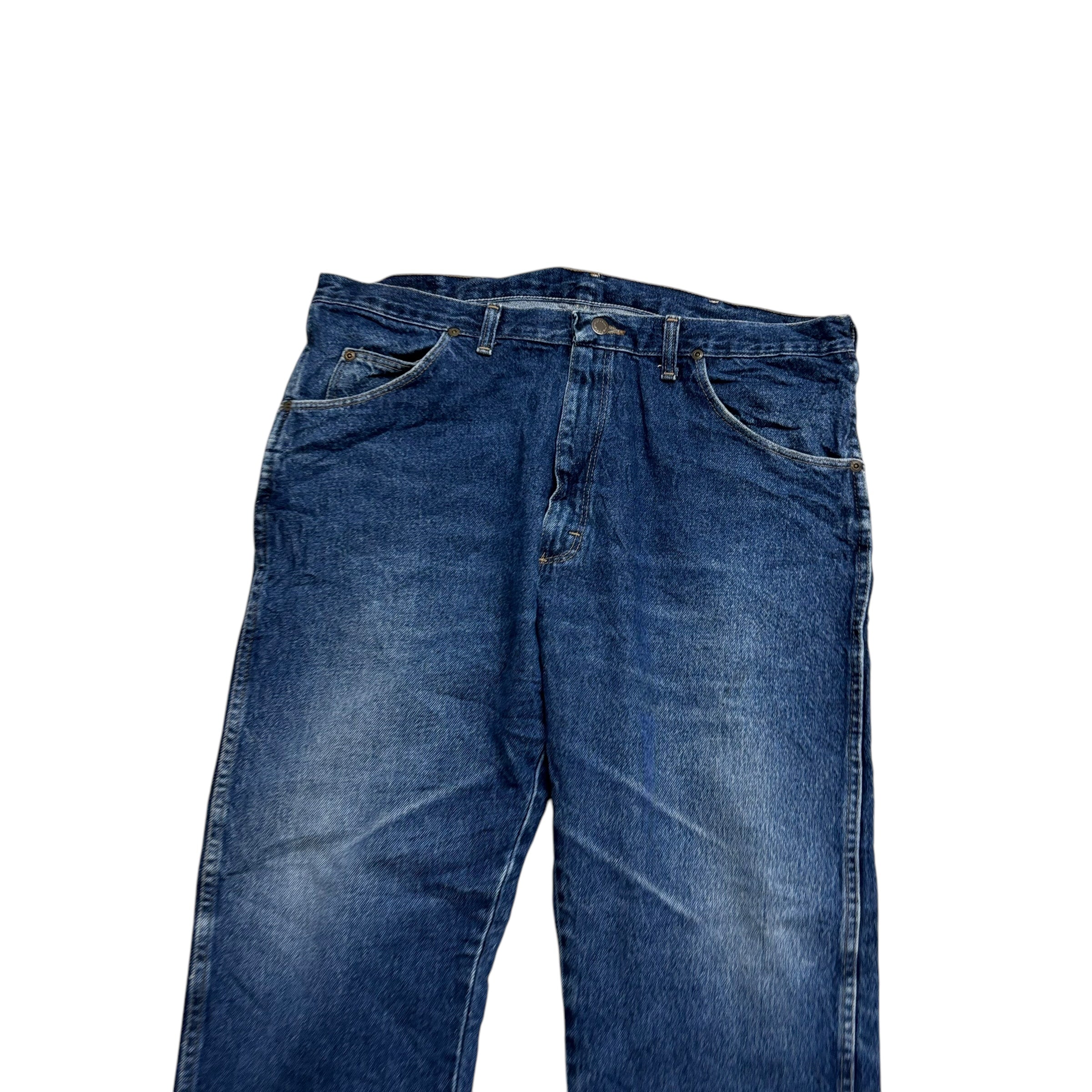 Wrangler Jeans W38 L30 Mens Dark Blue Regular Straight Fit Vintage Denim (E)