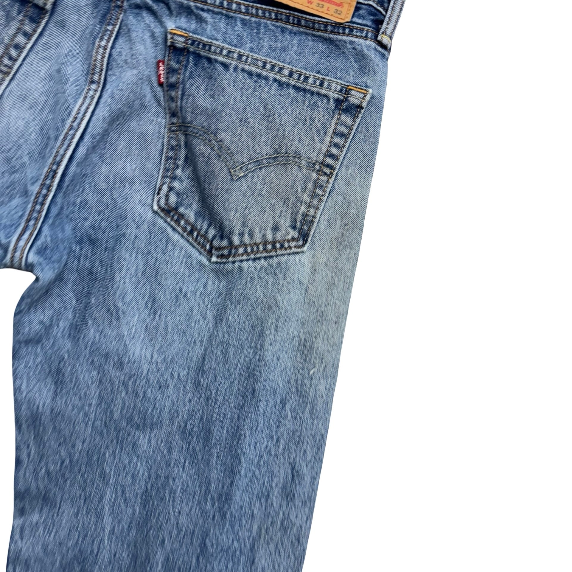 Levis 505 Jeans W33 L32 Mens Light Blue Regular Straight Fit Denim (F)