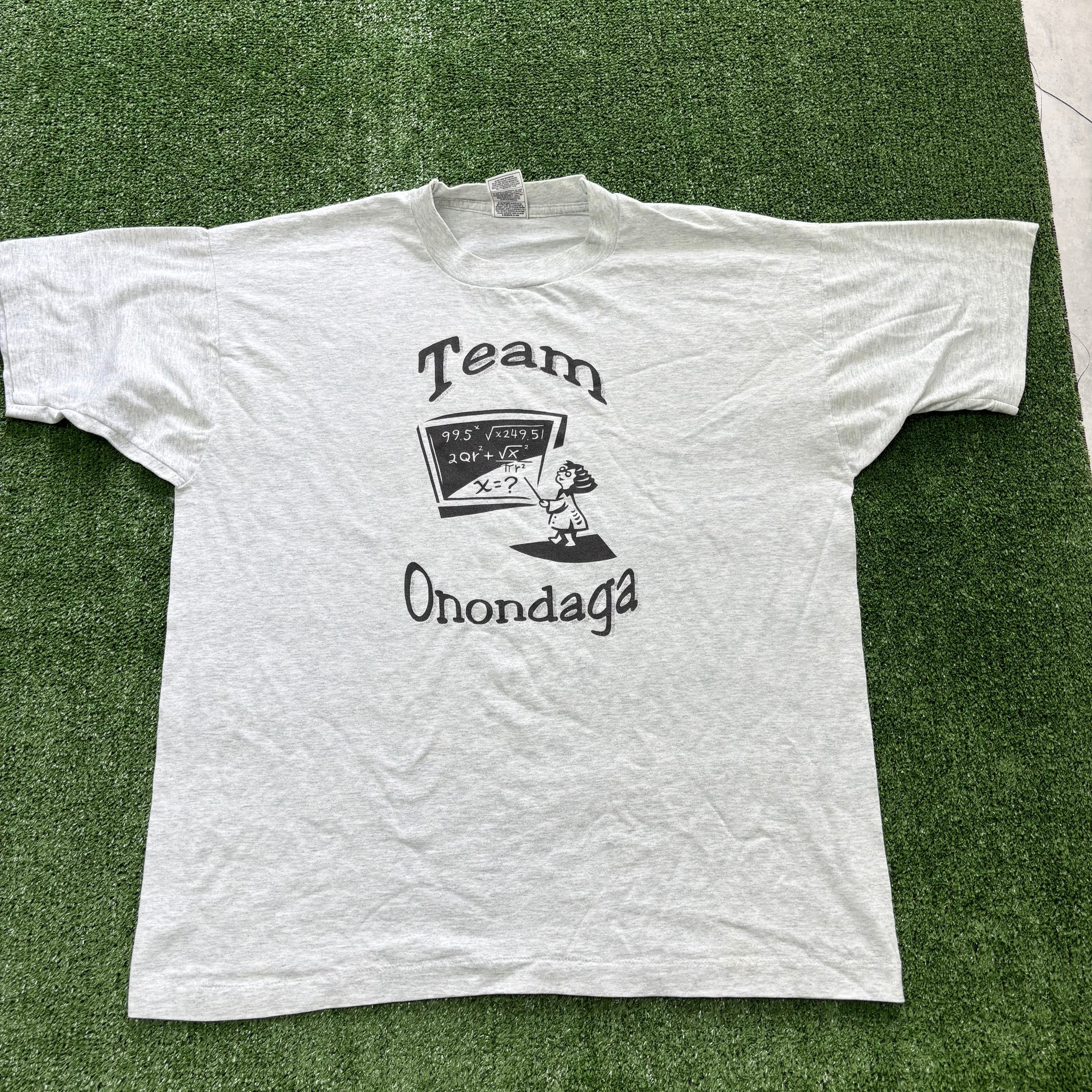 Vintage T Shirt Mens XL Grey Single Stitch Graphic Print 90s USA Math