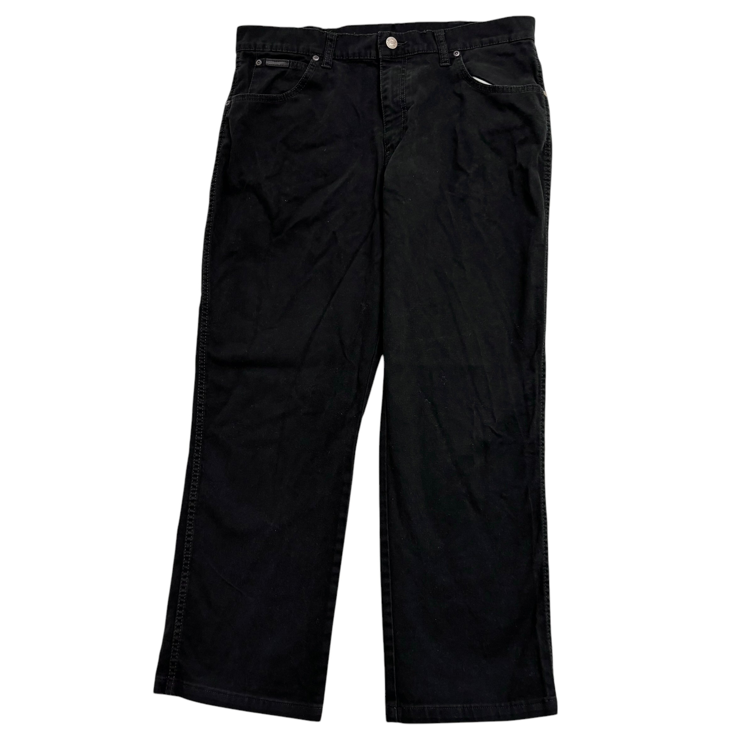 Wrangler Texas Stretch Jeans W34 L28 Mens Black Regular Straight Fit Denim (E)
