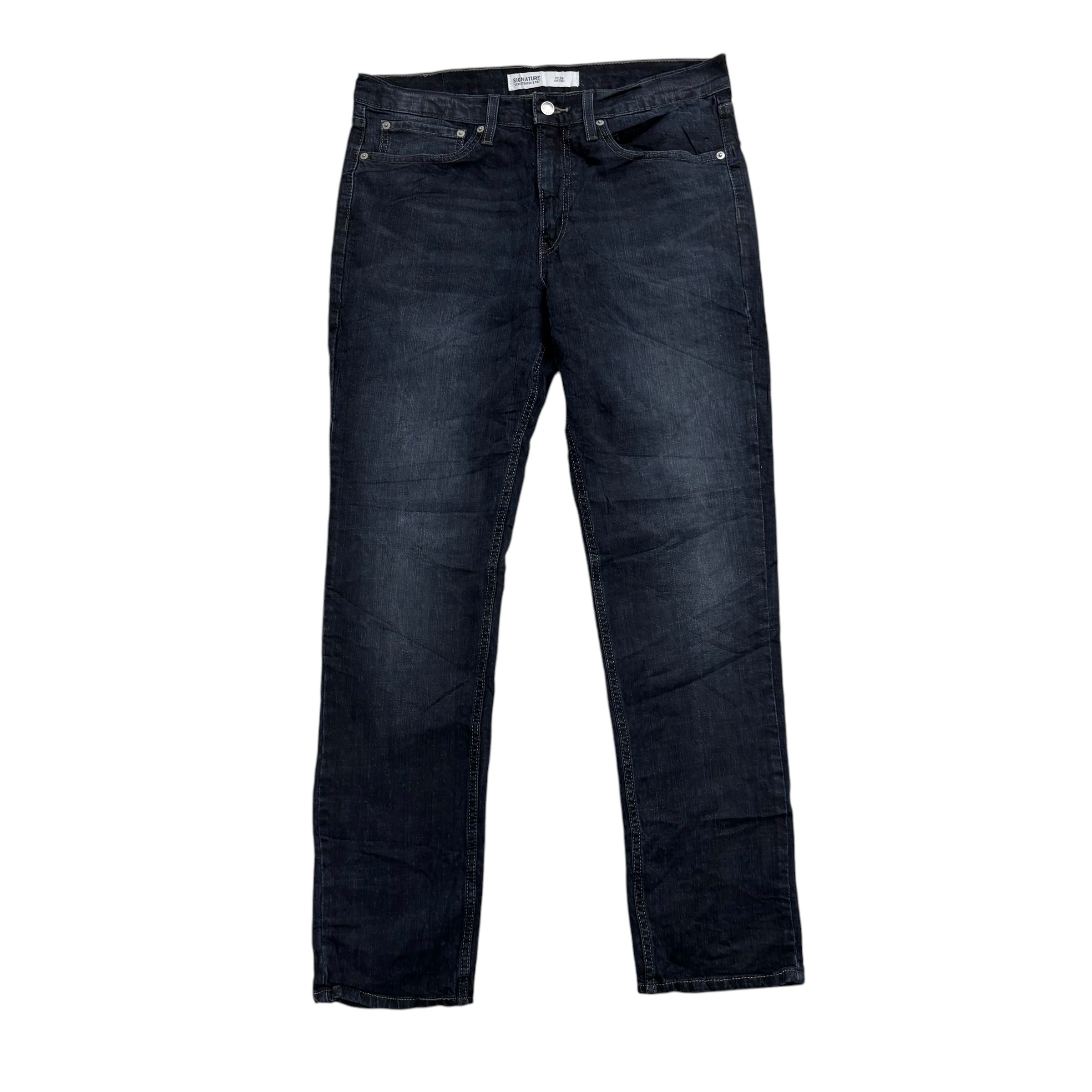 Levis Signature Jeans W34 L32 Mens Dark Blue Slim Fit Stretch Denim (E)
