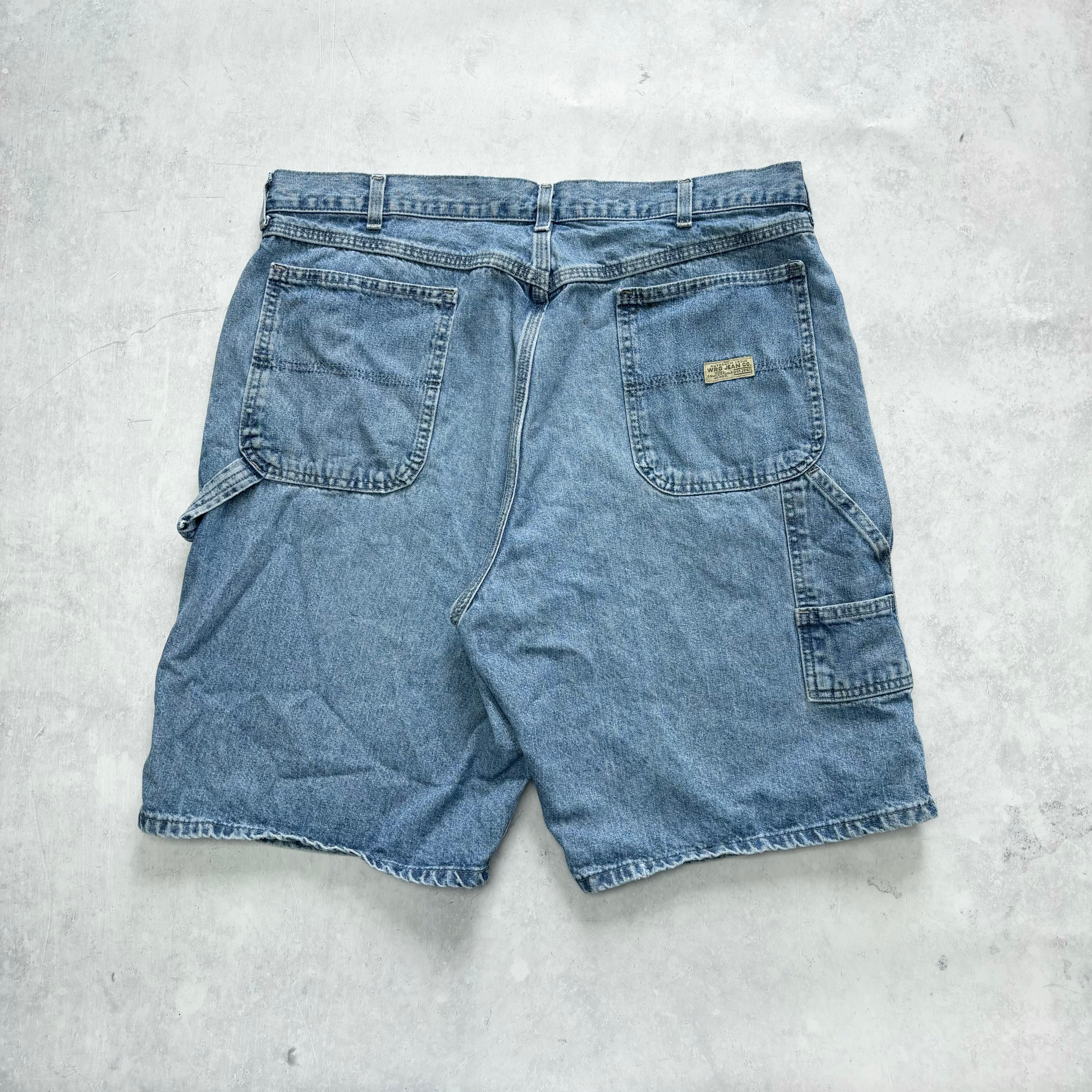 Vintage Wrangler Jorts W38 Mens Denim Shorts Light Blue Baggy Relaxed Carpenter