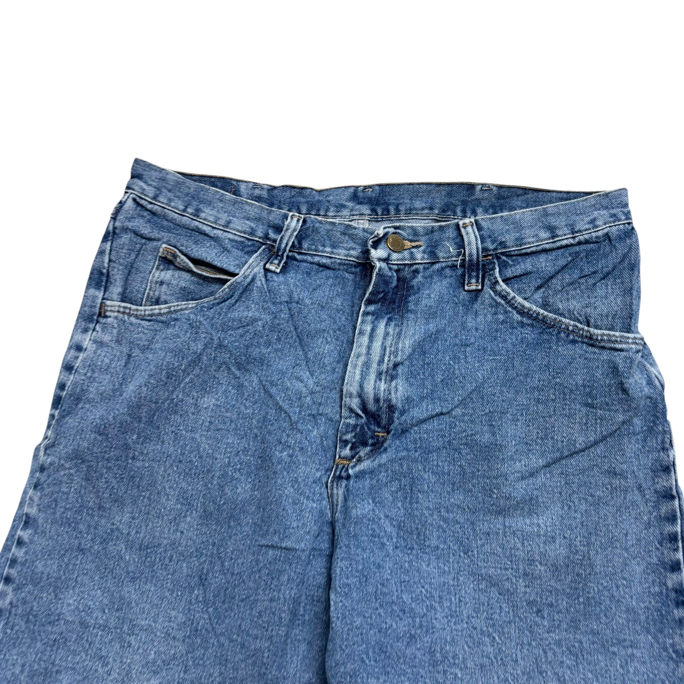 Vintage Wrangler Baggy Jorts W34 Mens Denim Shorts Mid Blue Relaxed Fit (E)