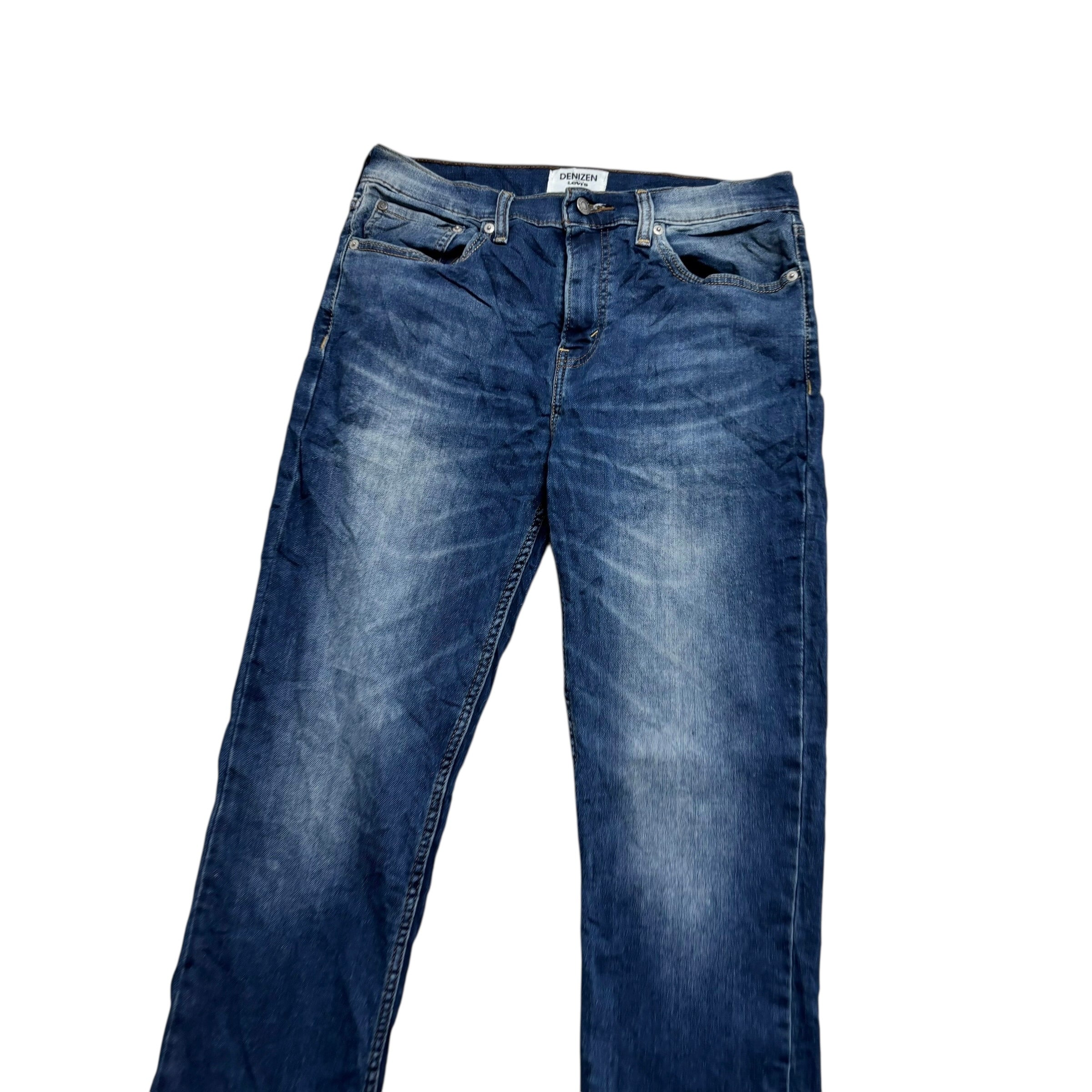 Levis Denizen Jeans W32 L34 Mens Dark Blue Slim Fit Stretch Denim (E)