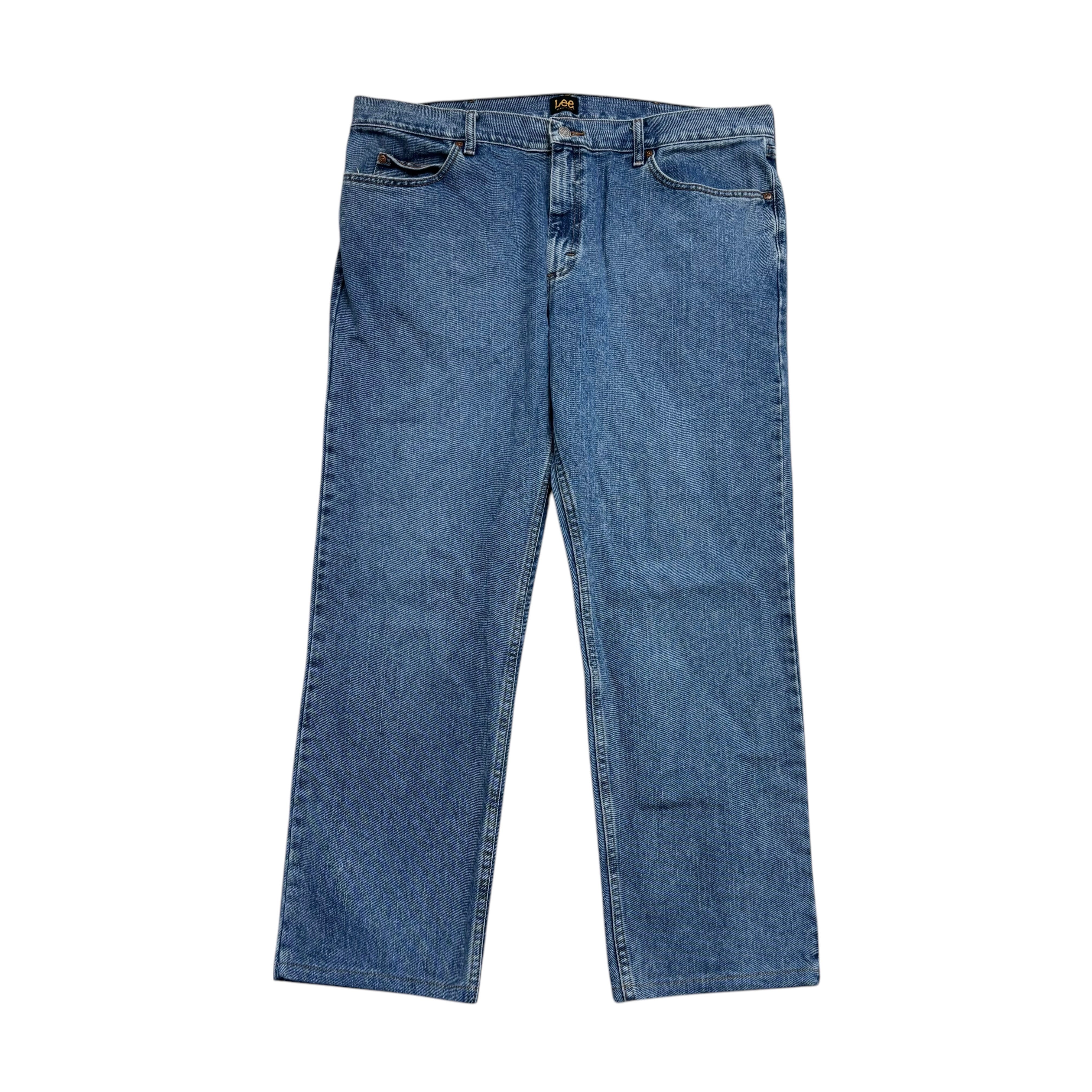 Lee Jeans W42 L30 Mens Mid Blue Regular Straight Fit Denim (E)
