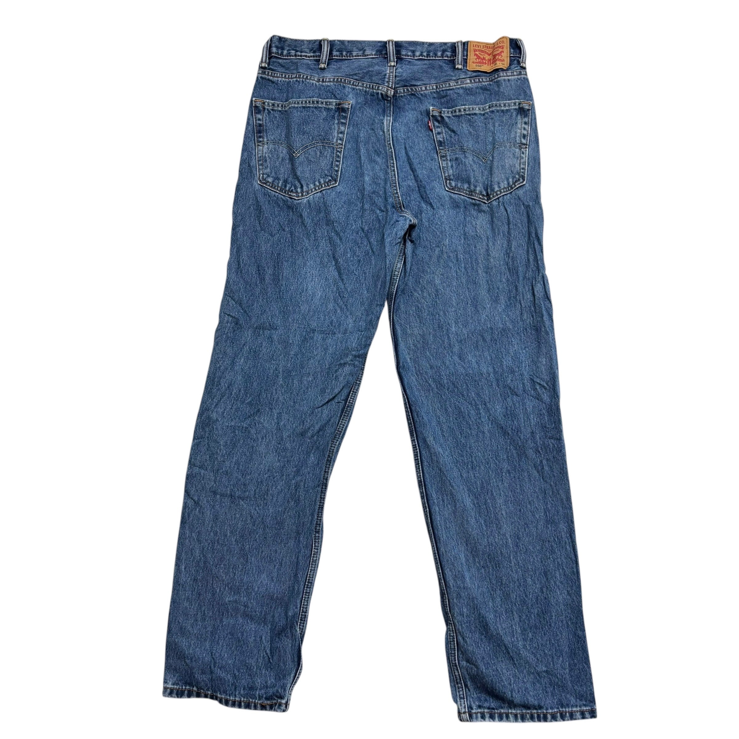 Levis 550 Jeans W38 L34 Mens Mid Blue Baggy Relaxed Straight Fit Denim (E)