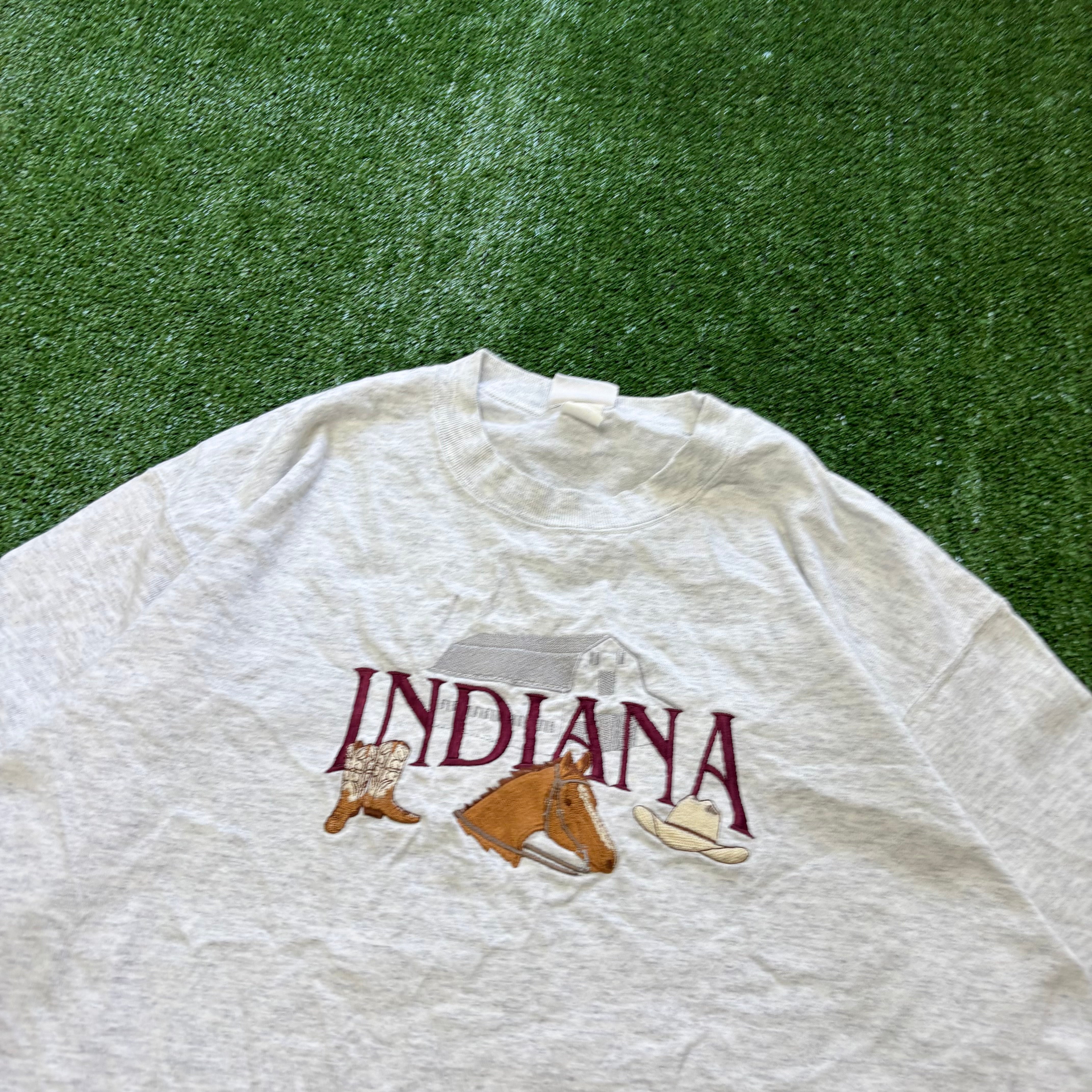 Vintage T Shirt Mens Large Grey Single Stitch Graphic Print 90s Tourist (E)