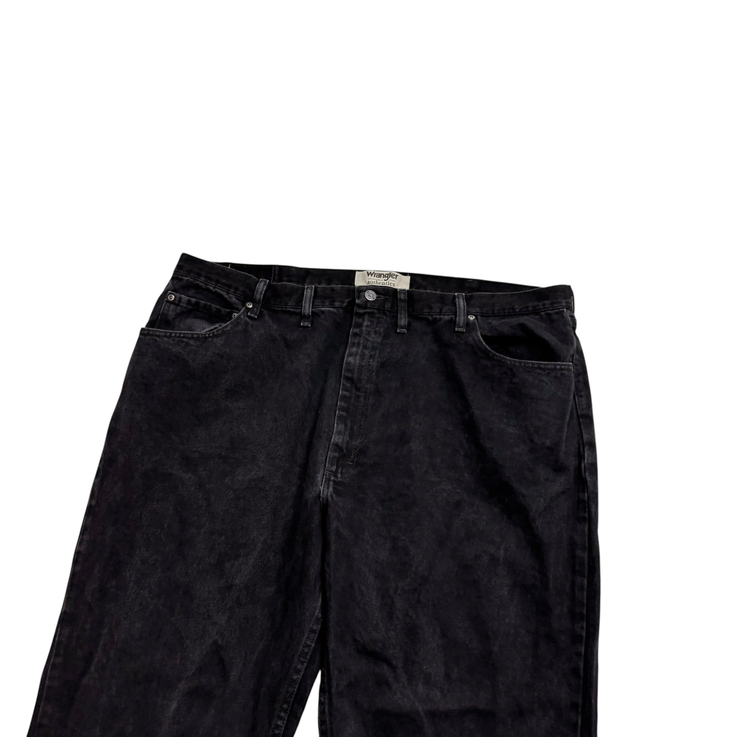 Wrangler Jeans W44 L30 Mens Black Relaxed Straight Fit Denim (E)