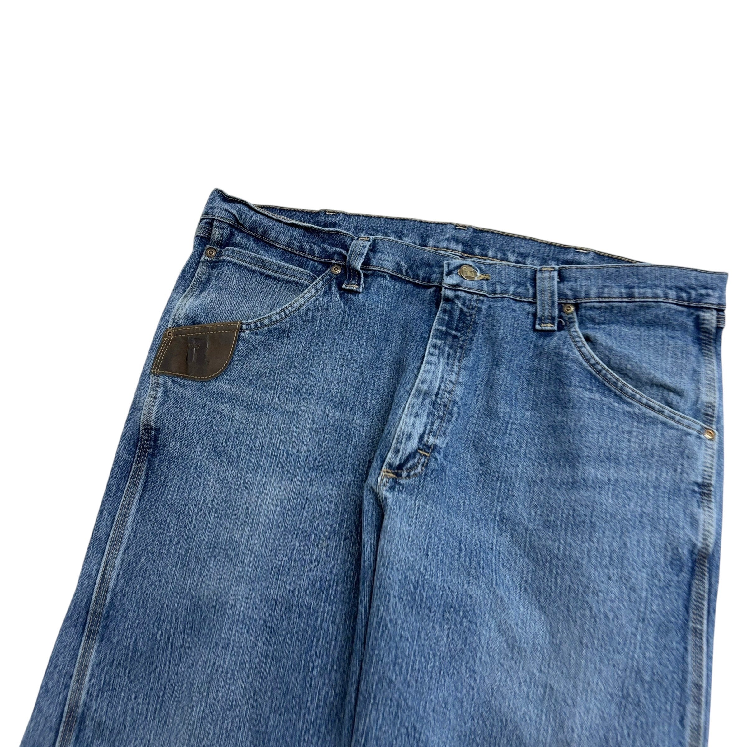 Wrangler Jeans W40 L32 Mens Mid Blue Regular Straight Fit Stretch Denim