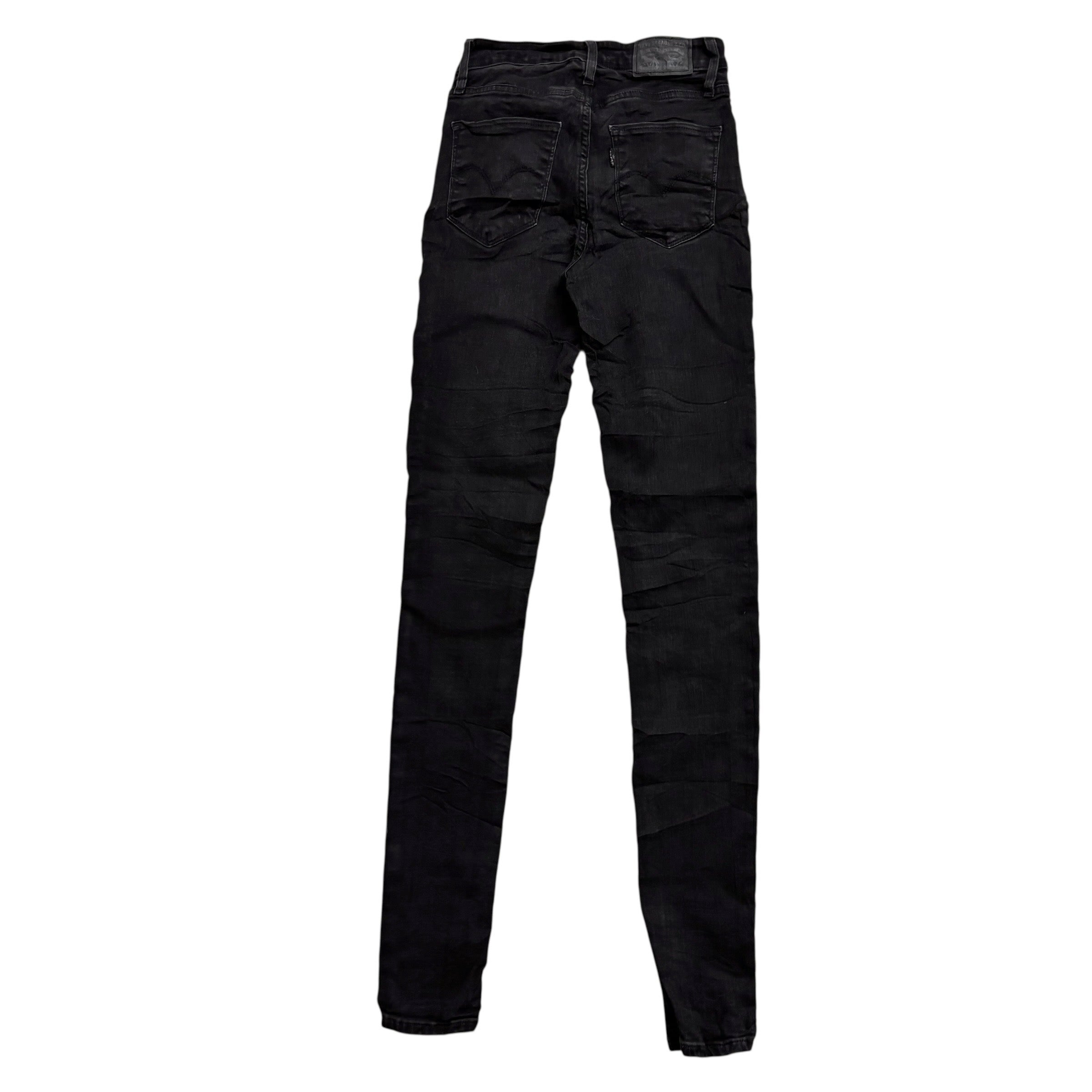 Levis 721 Jeans W23 L32 Womens High Rise Skinny Black Stretch Denim
