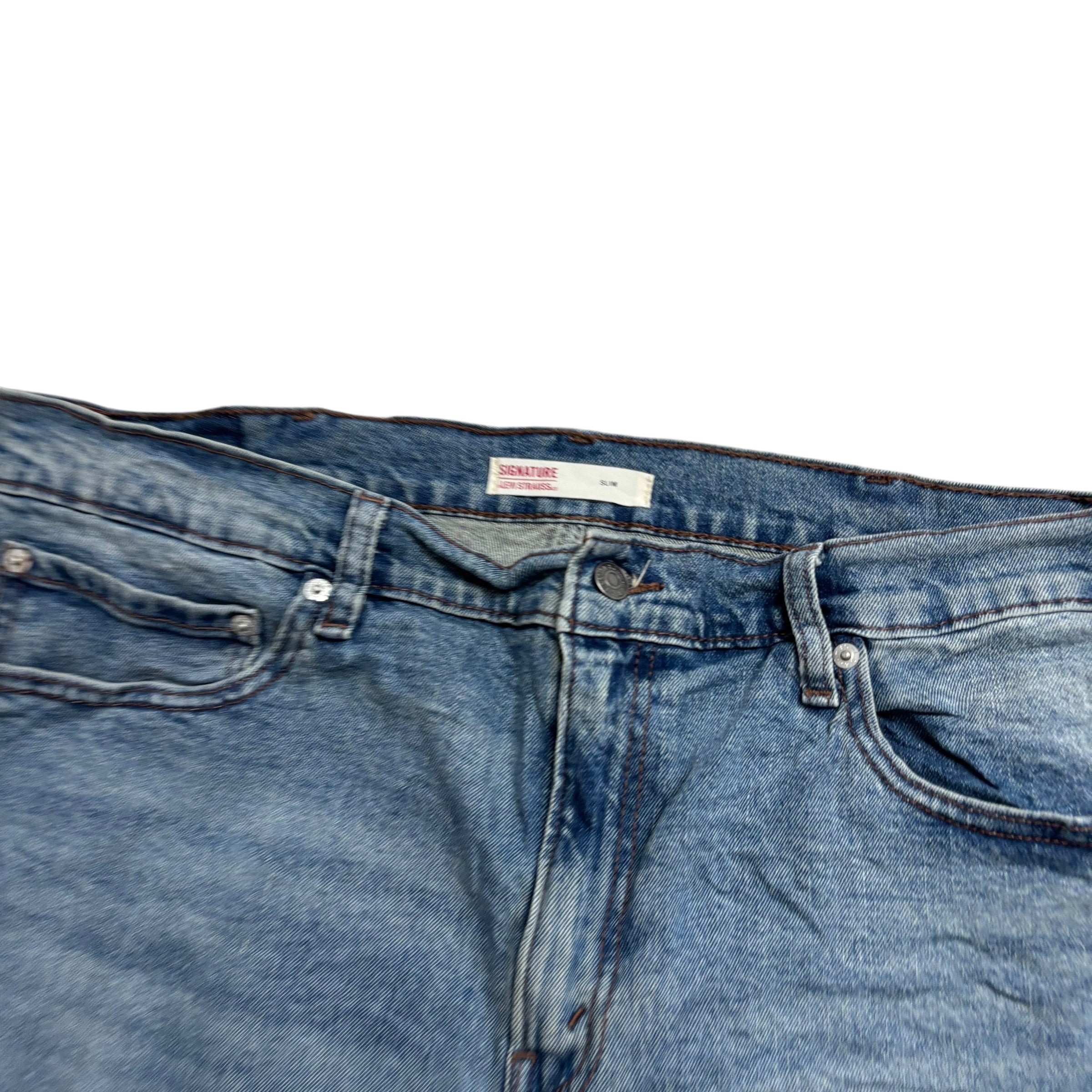 Levis Signature Jeans W38 L30 Mens Mid Blue Slim Fit Stretch Denim (E)