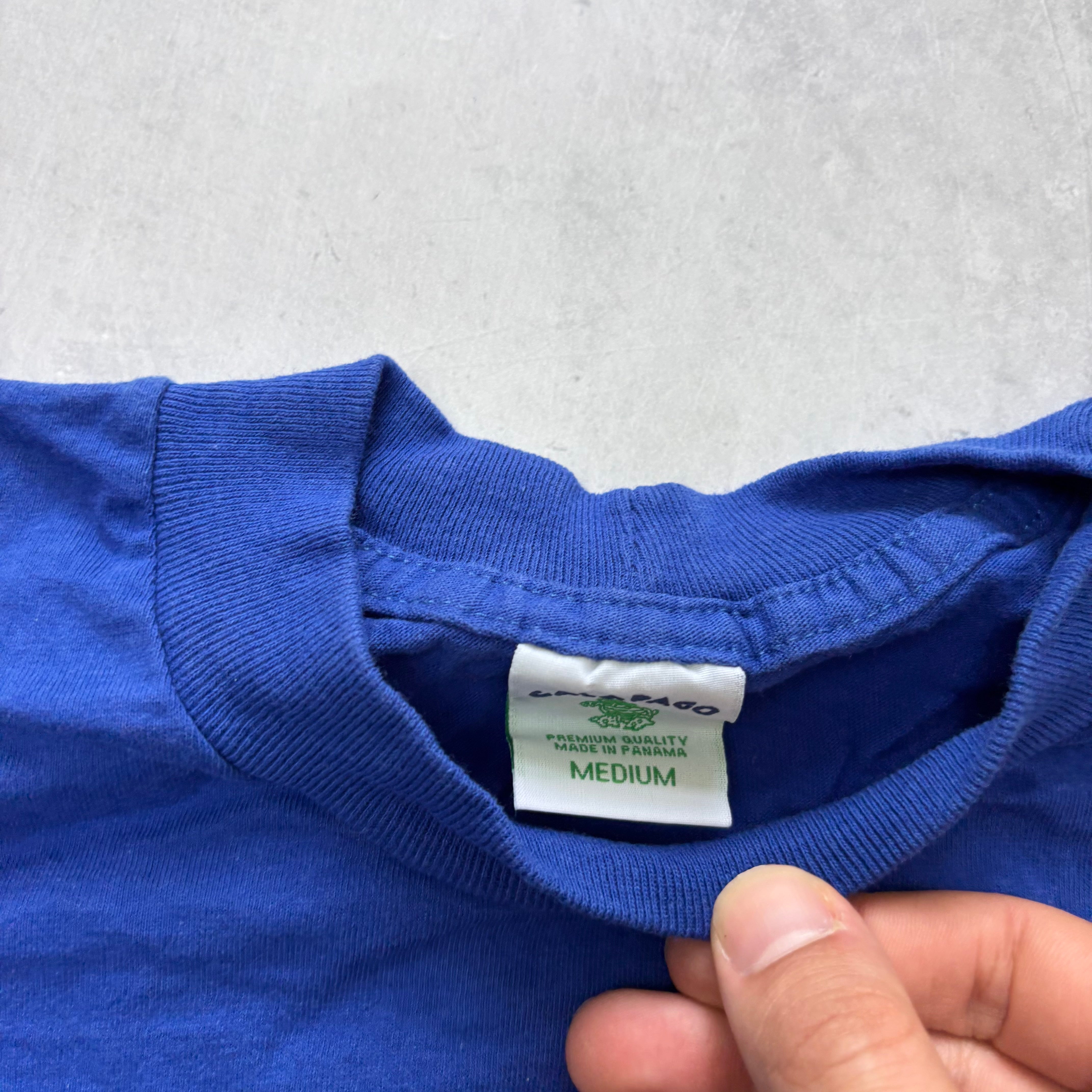 Vintage T Shirt Mens Medium Blue Single Stitch Graphic Print 90s Tourist (E)