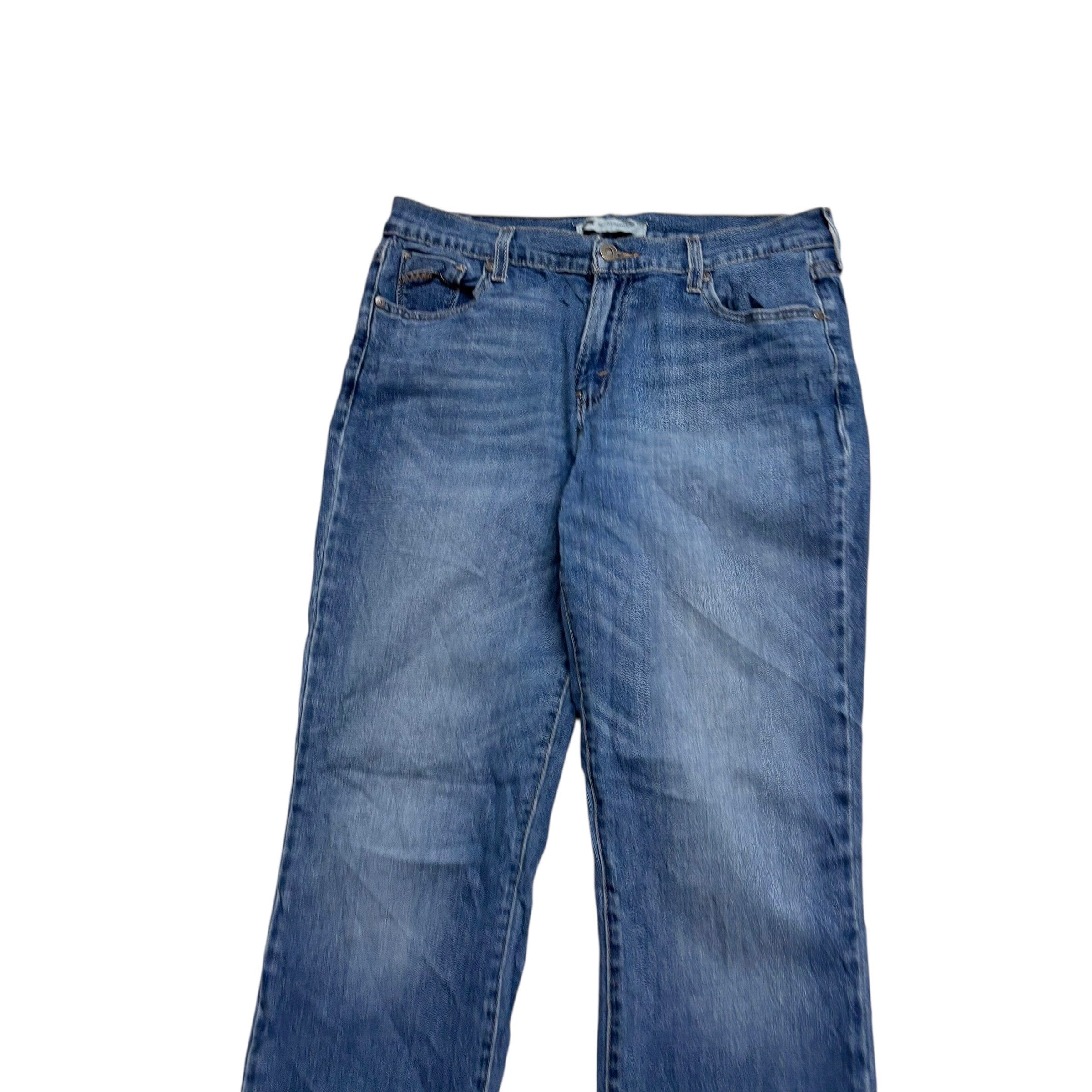 Levis 505 Jeans W31 L32 Womens Regular Straight Fit Mid Blue Stretch Denim (E)