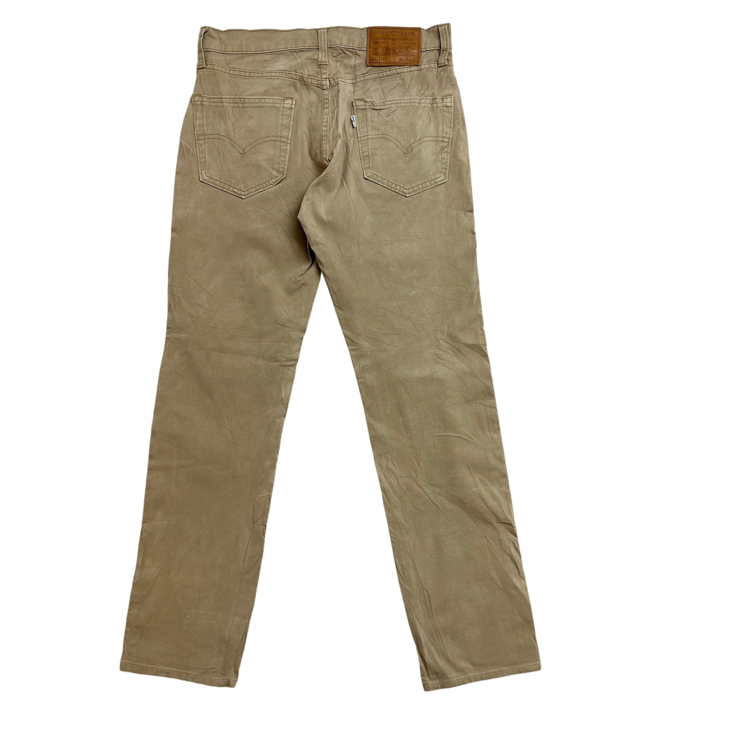 Levis 511 Trousers W29 L29 Mens Beige Slim Fit Cotton Premium Pants