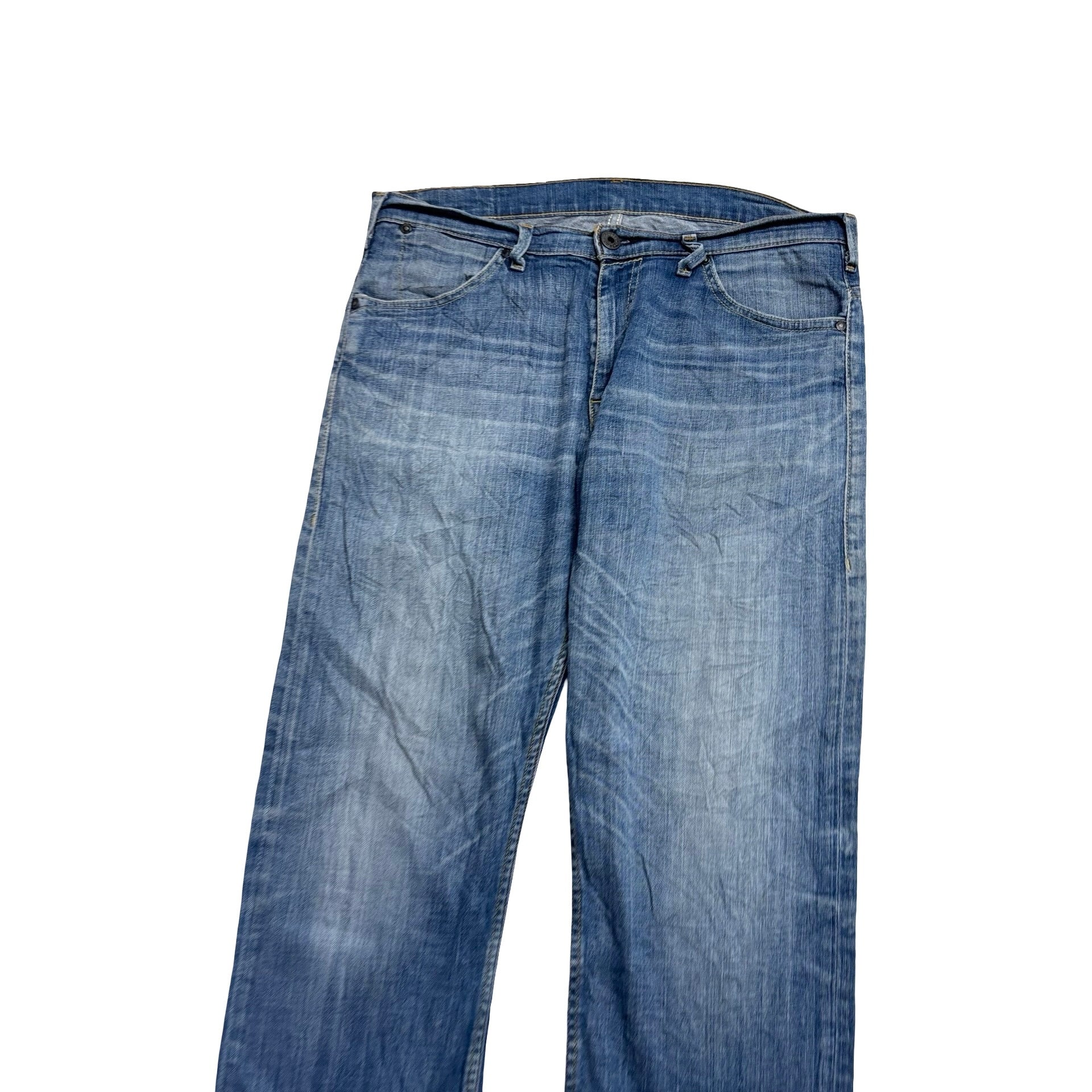 Levis 506 Jeans W34 L30 Mens Mid Blue Relaxed Straight Fit Stretch Denim (E)