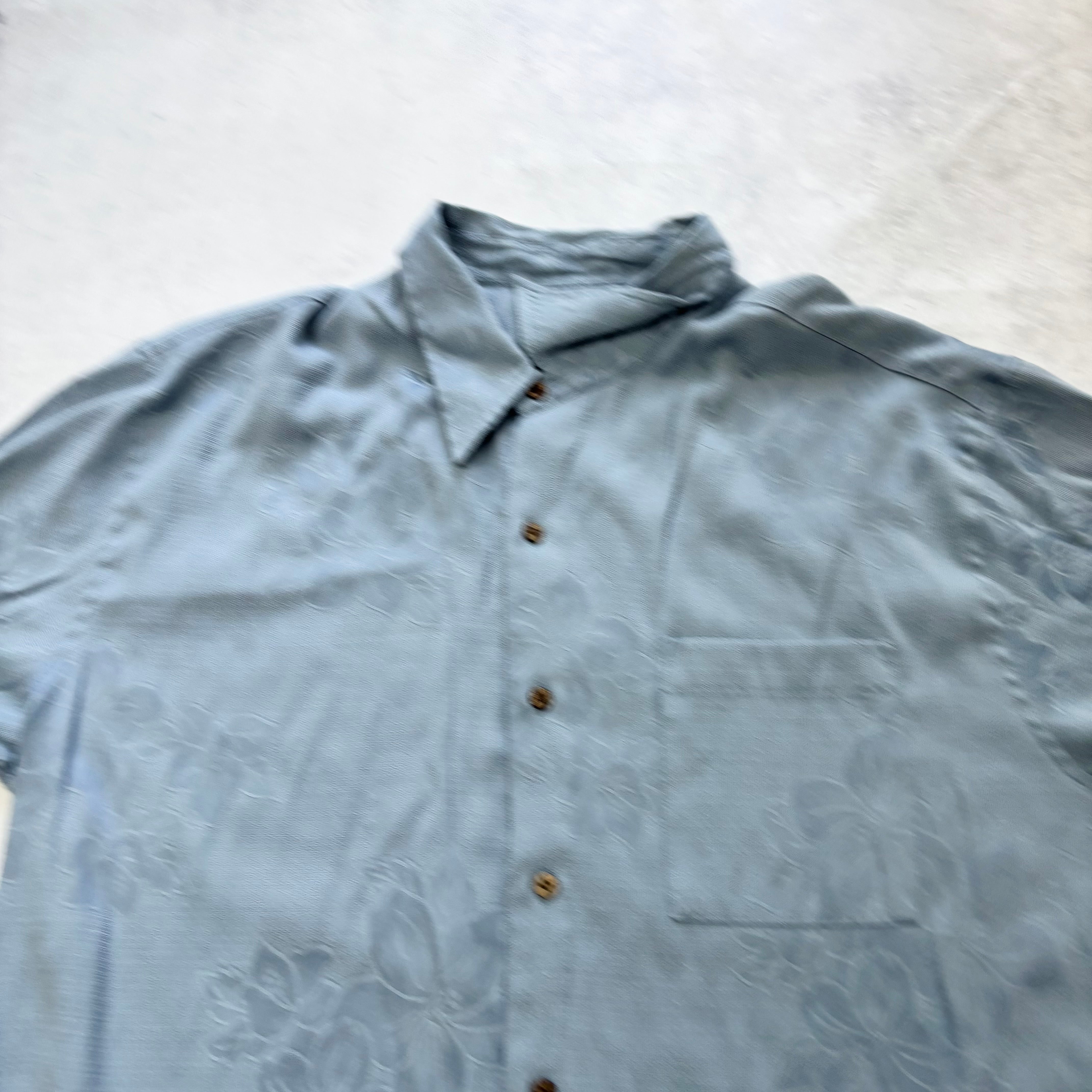 Hawaiian Shirt Mens XL Blue Floral Aloha Short Sleeve Polyester Blend