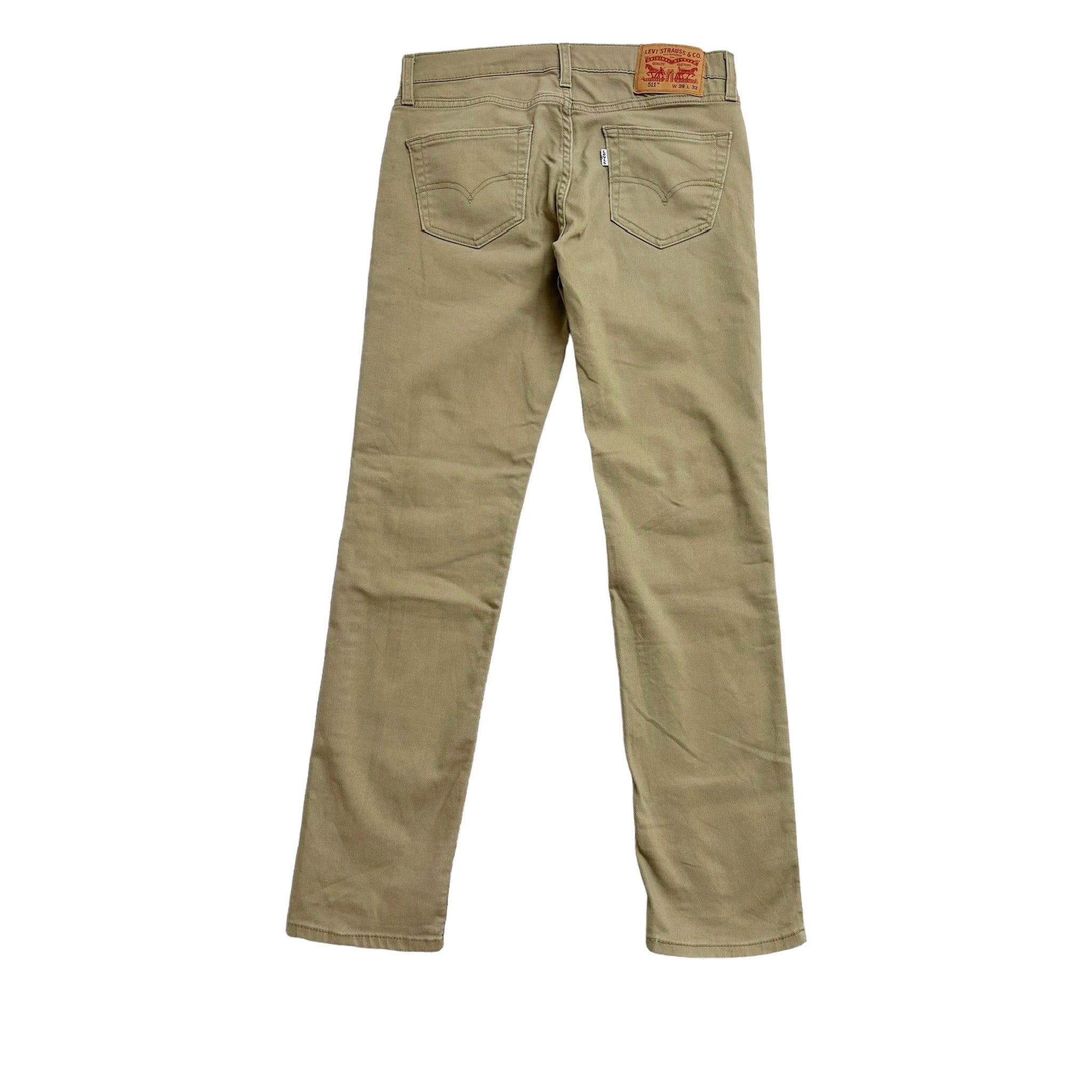 Levis 511 Trousers W29 L32 Mens Beige Tan Slim Fit Stretch Cotton Pants