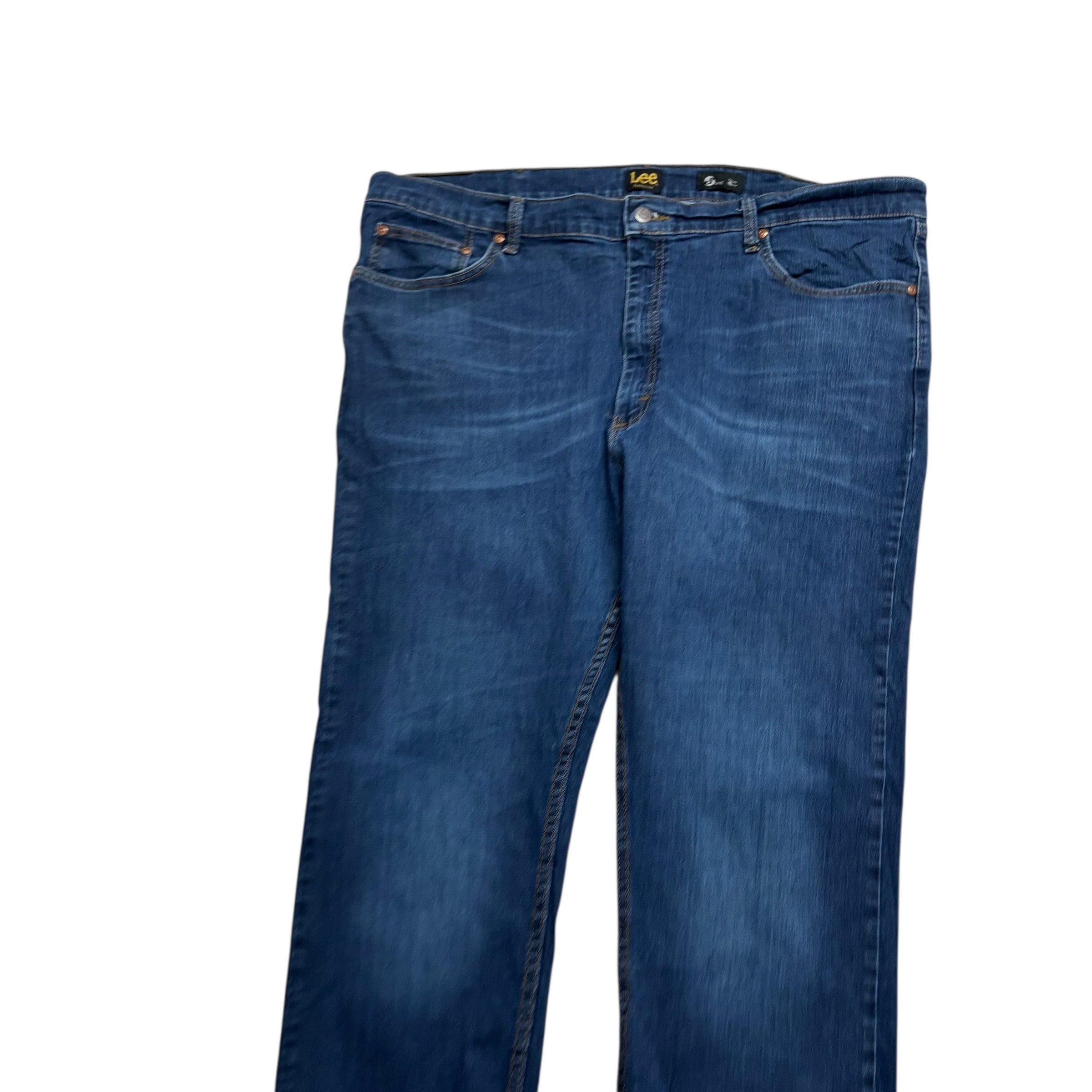 Lee Jeans W42 L32 Mens Dark Blue Regular Straight Classic Fit Stretch Denim