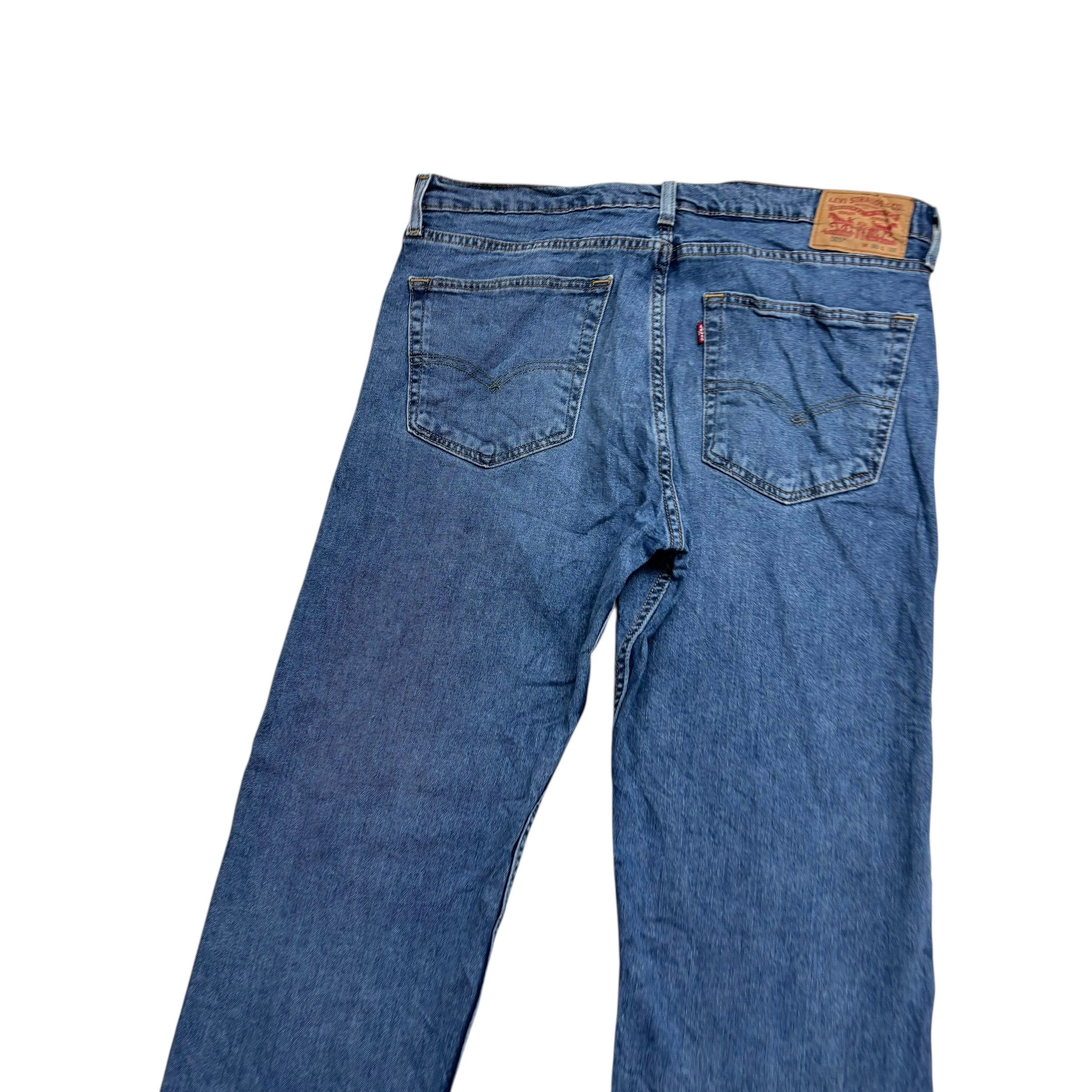 Levis 505 Jeans W36 L31 Mens Mid Blue Regular Straight Fit Stretch Denim (E)