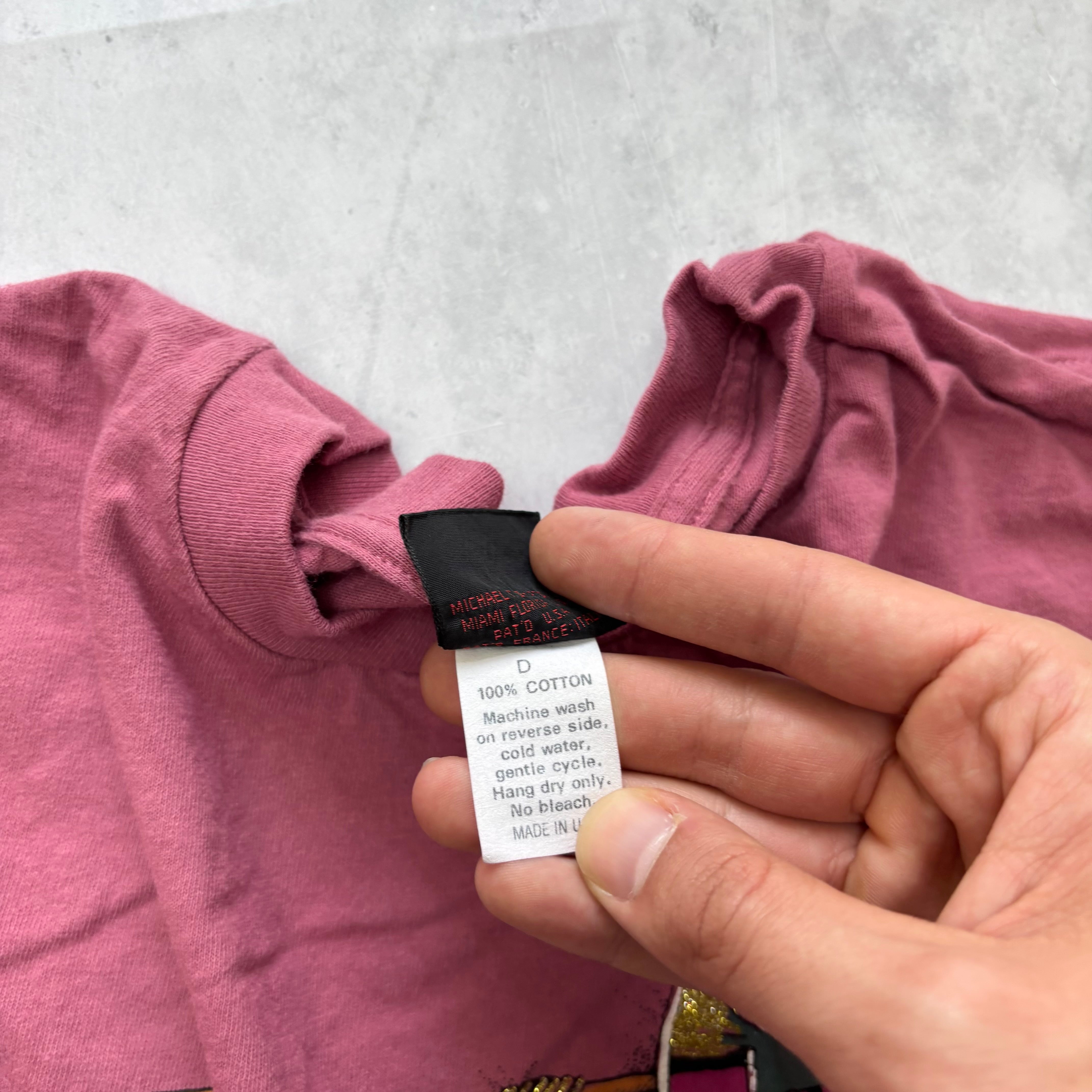 Vintage T Shirt Mens XL Pink Single Stitch Graphic Print 90s Nature