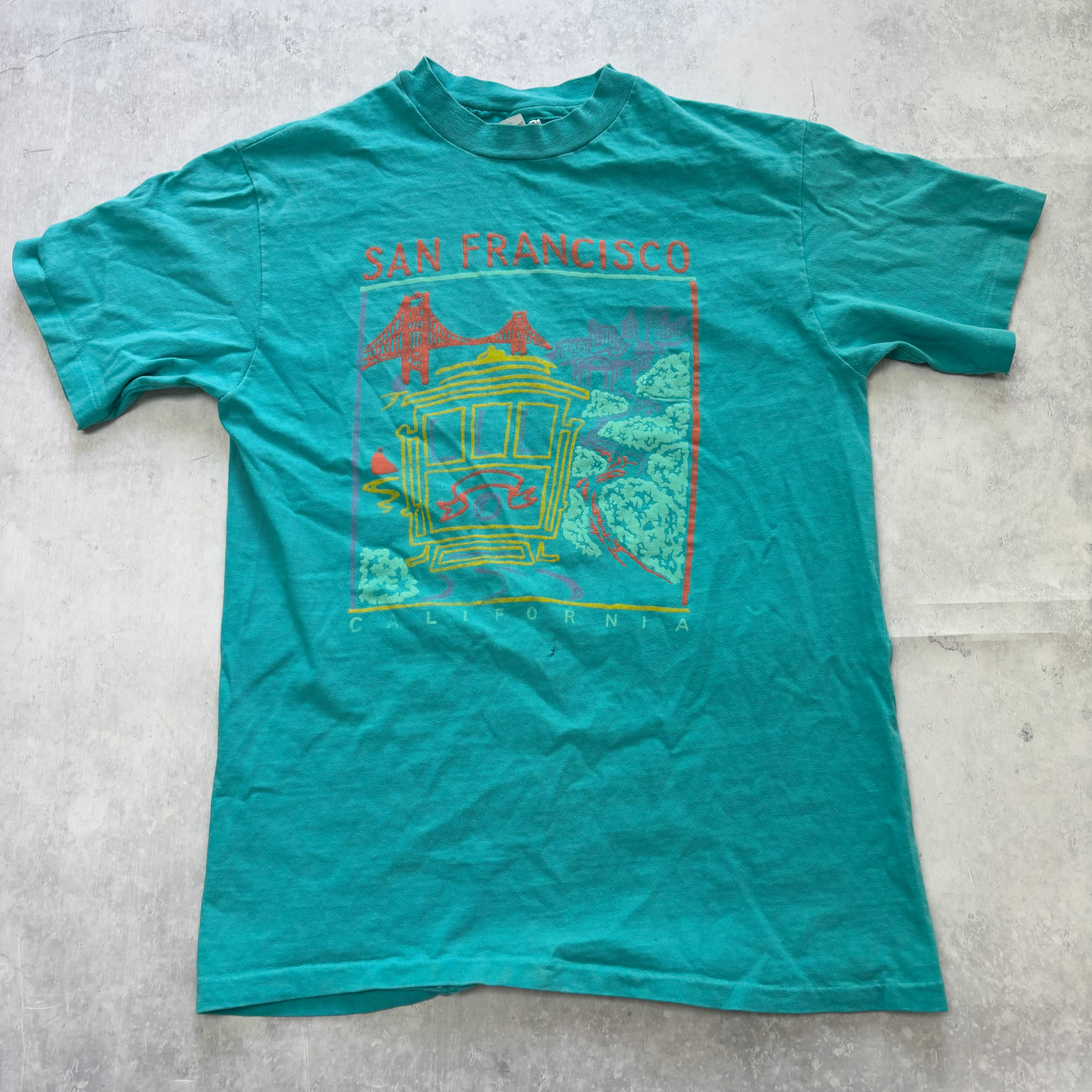 Vintage T Shirt Mens Small Blue Single Stitch Graphic Print 90s Tourist (F)