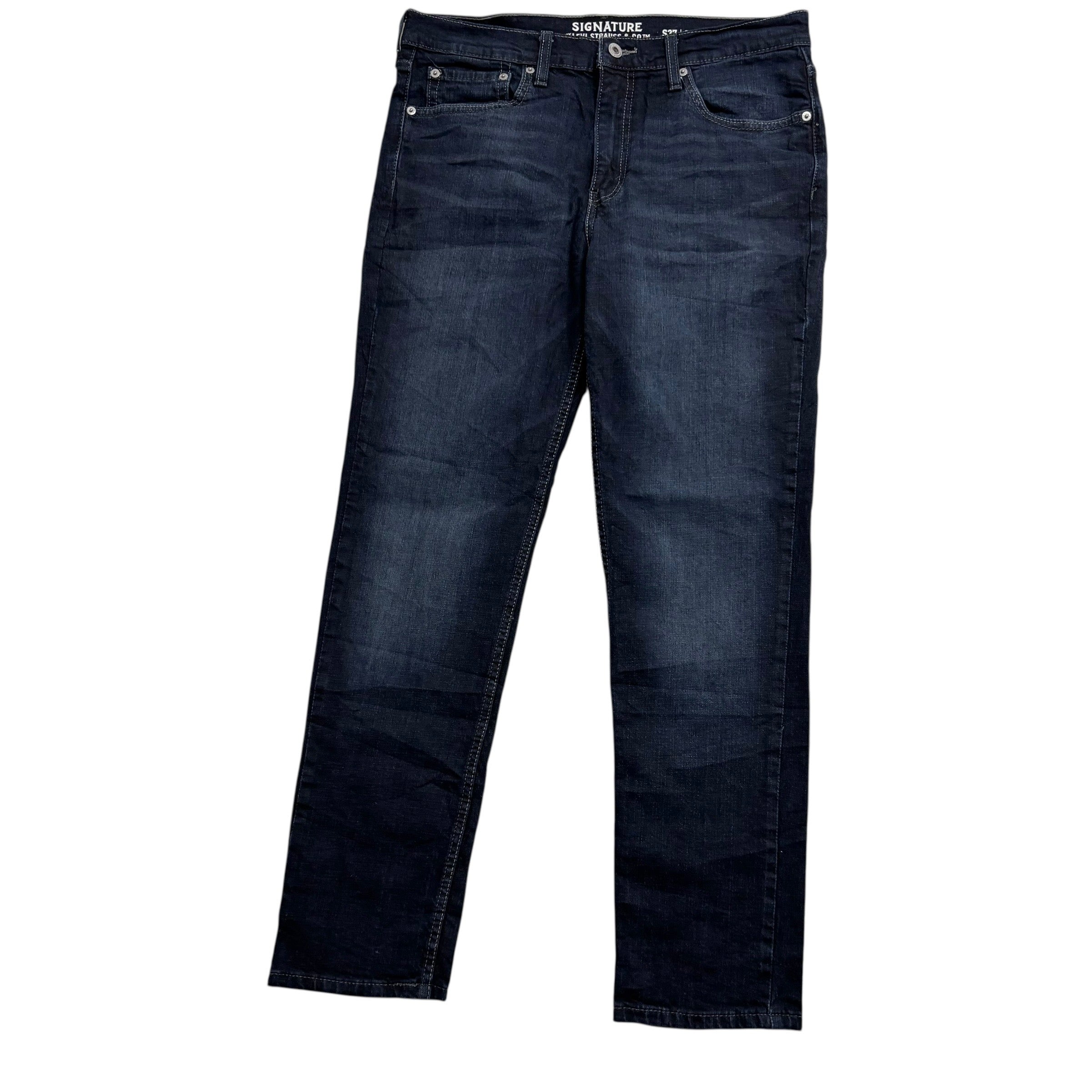 Levis Signature Jeans W33 L30 Mens Navy Blue Slim Fit Stretch Denim (E)