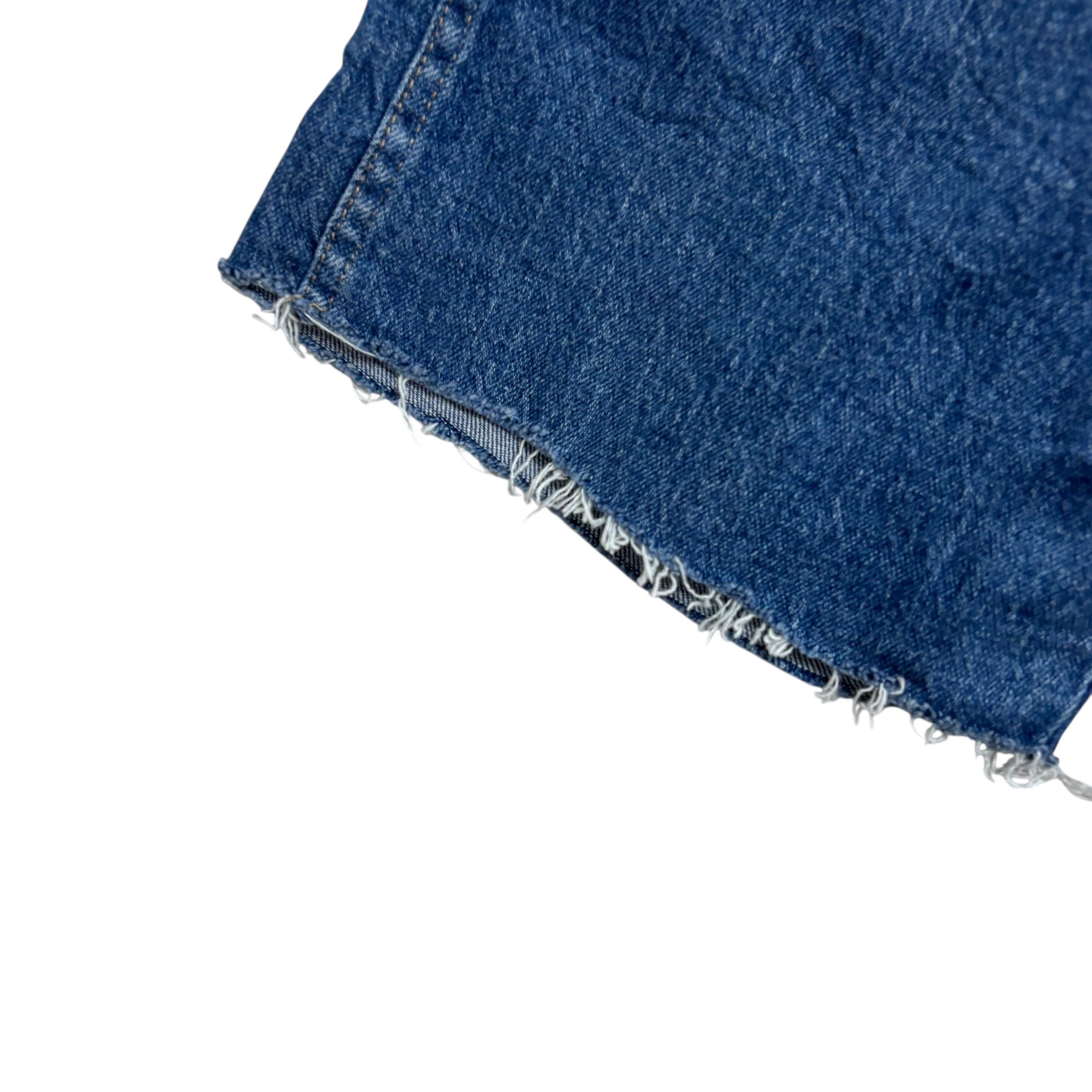 Wrangler Denim Shorts W32 Mens Mid Blue Cut Off 6in Regular Fit Stretch