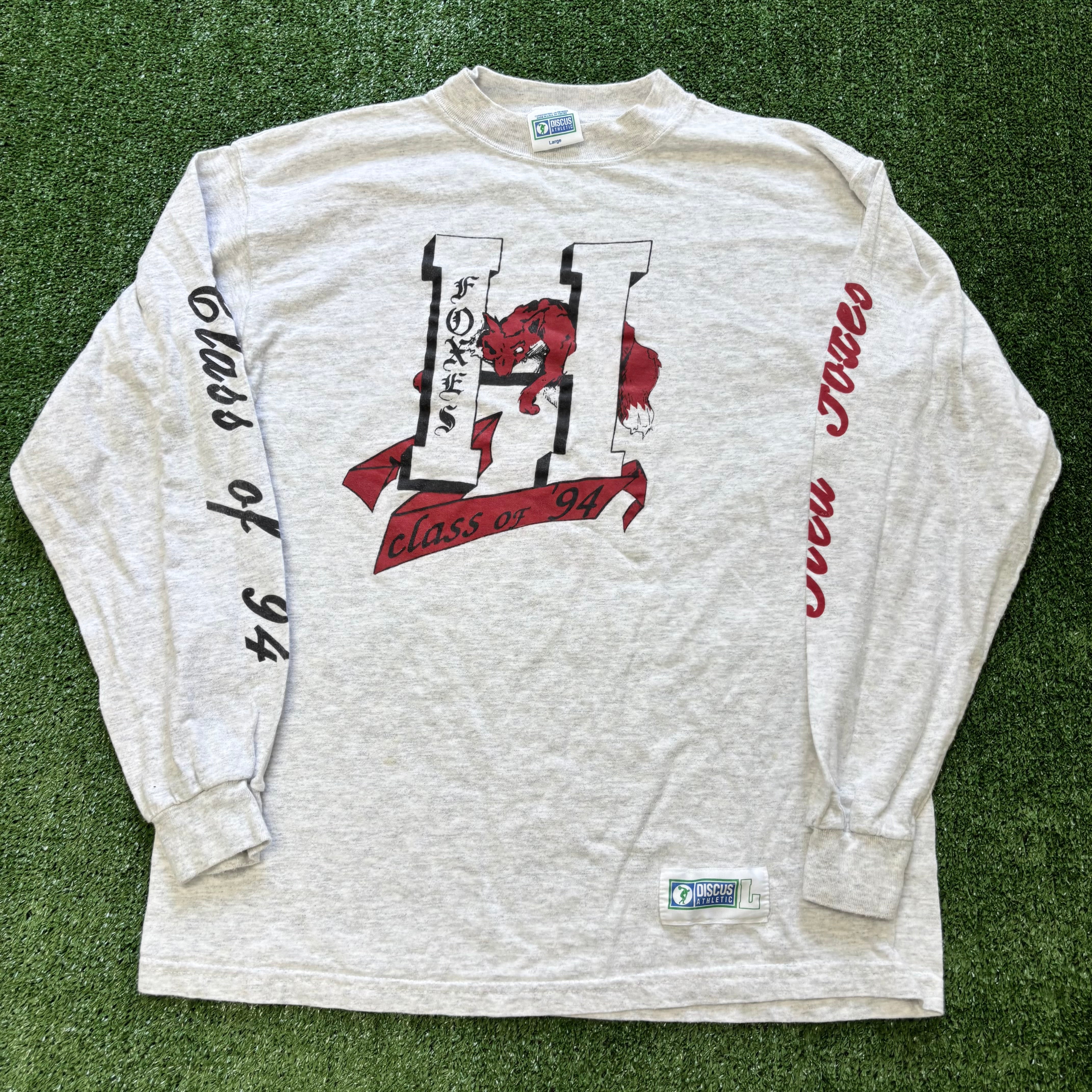 Vintage T Shirt Mens Medium Grey Graphic Print 90s USA Longsleeve