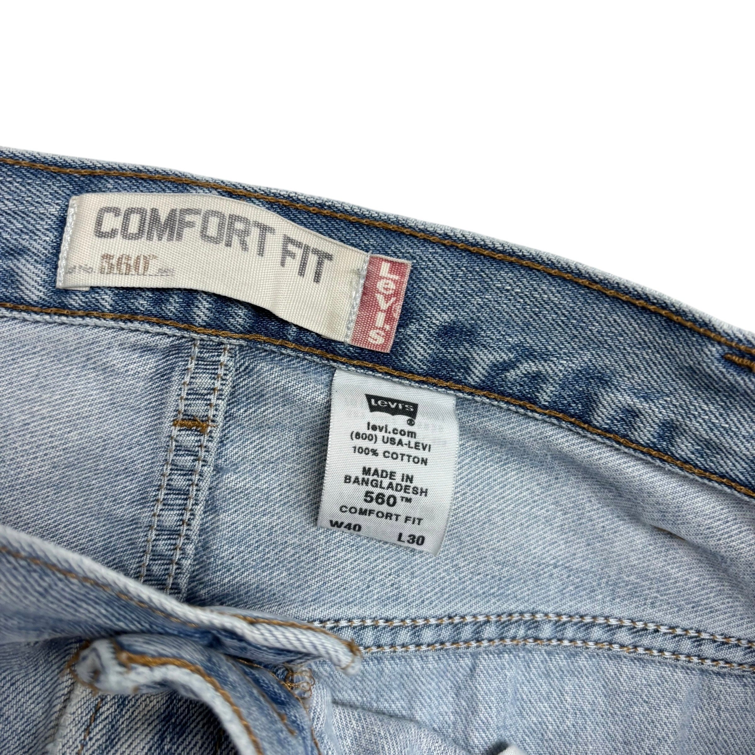 Levis 560 Jeans W40 L30 Mens Light Blue Baggy Relaxed Comfort Vintage Denim (F)