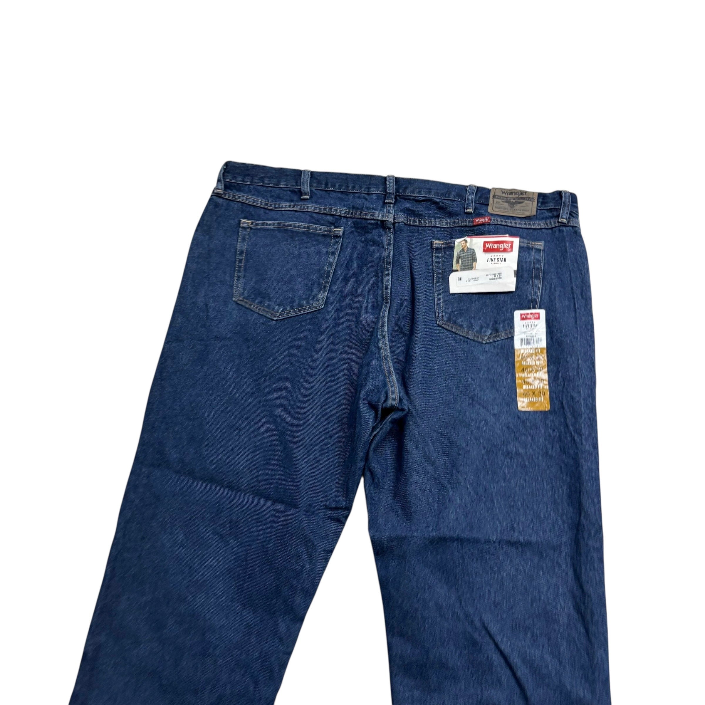 Wrangler Jeans W46 L30 Mens Dark Blue Relaxed Straight Fit Baggy Denim (E)