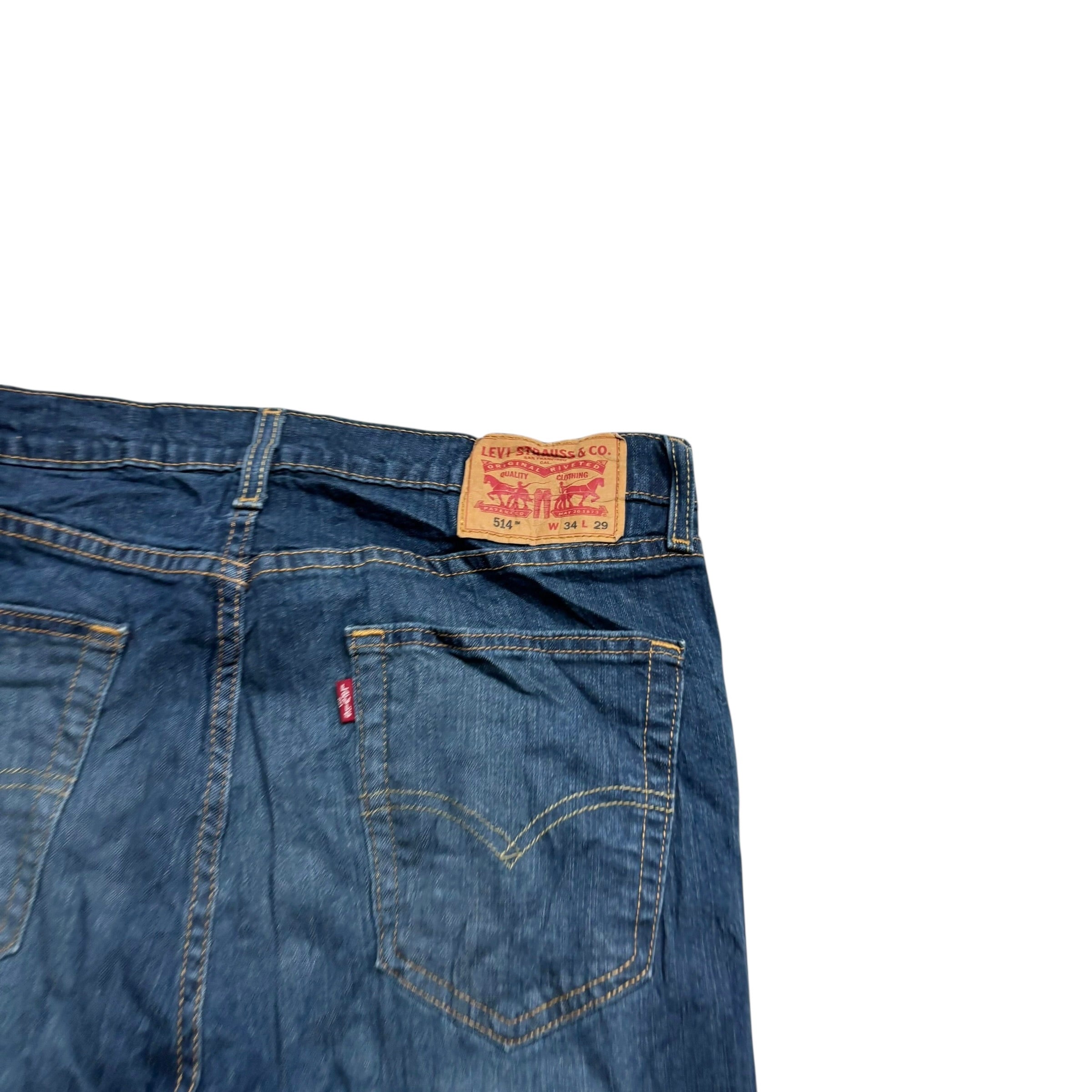 Levis 514 Jeans W34 L29 Mens Dark Blue Regular Straight Fit Stretch Denim