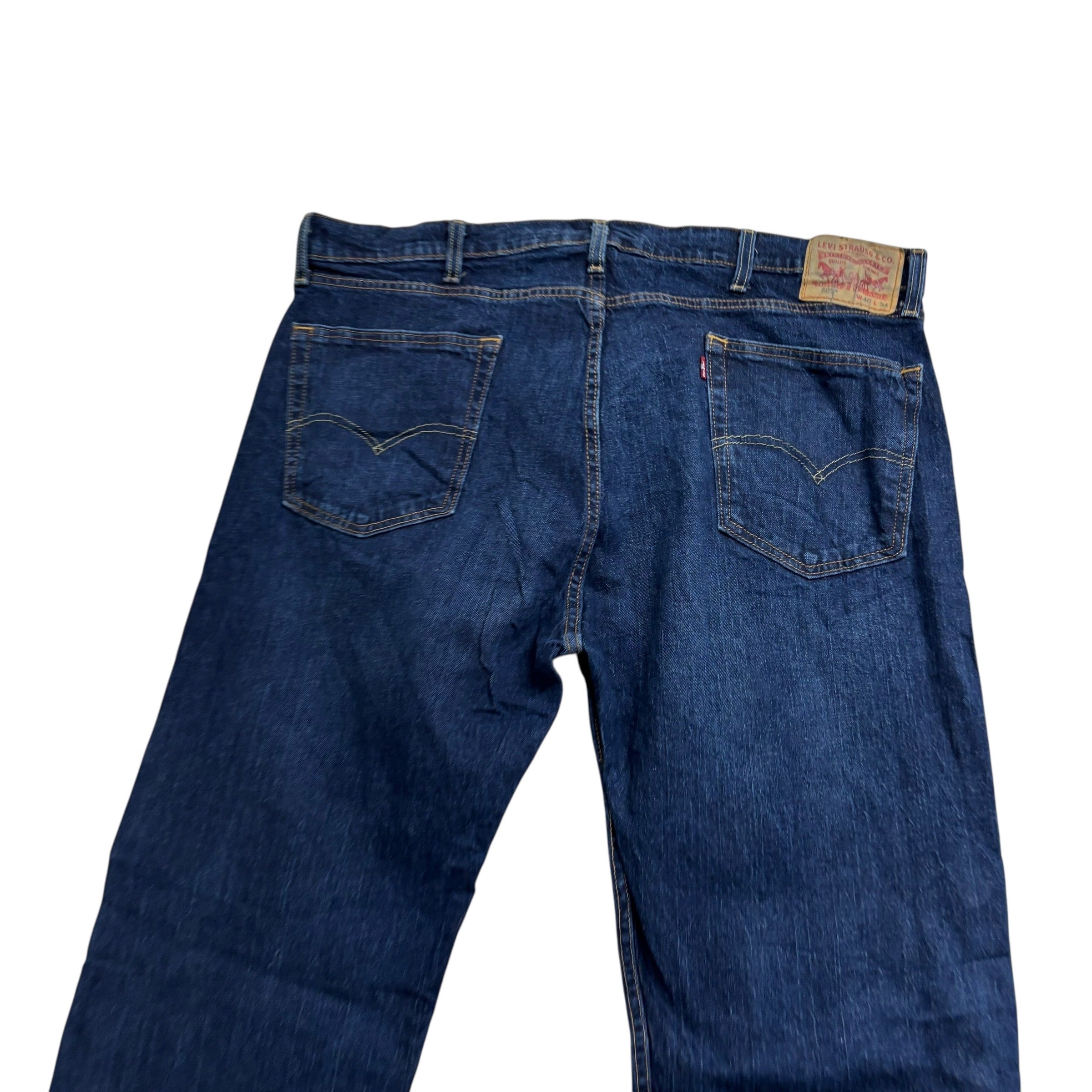 Levis 505 Jeans W40 L34 Mens Dark Blue Regular Straight Fit Stretch Denim (E)