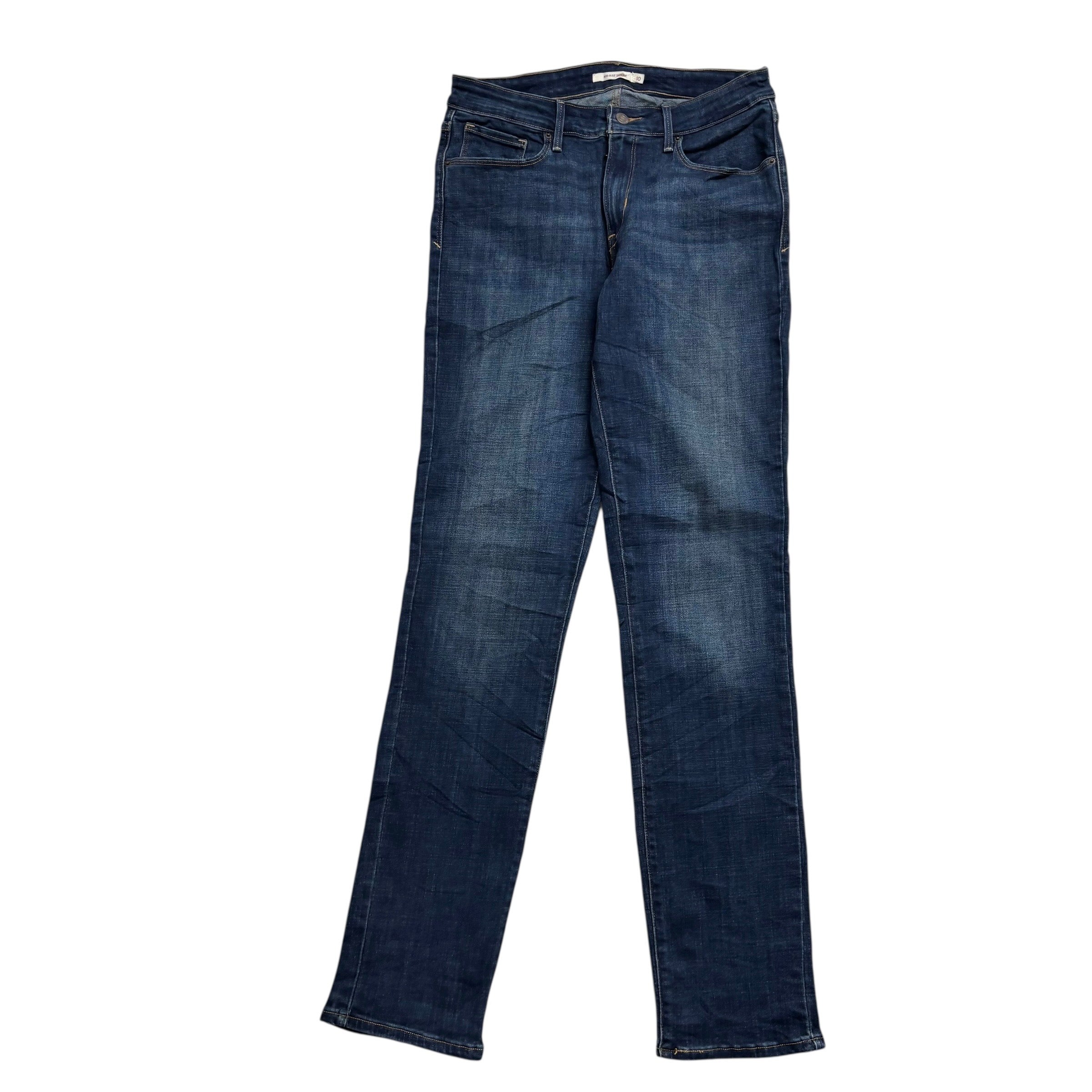 Levis Jeans W30 L34 Womens Mid Rise Skinny Dark Blue Stretch Denim (E)