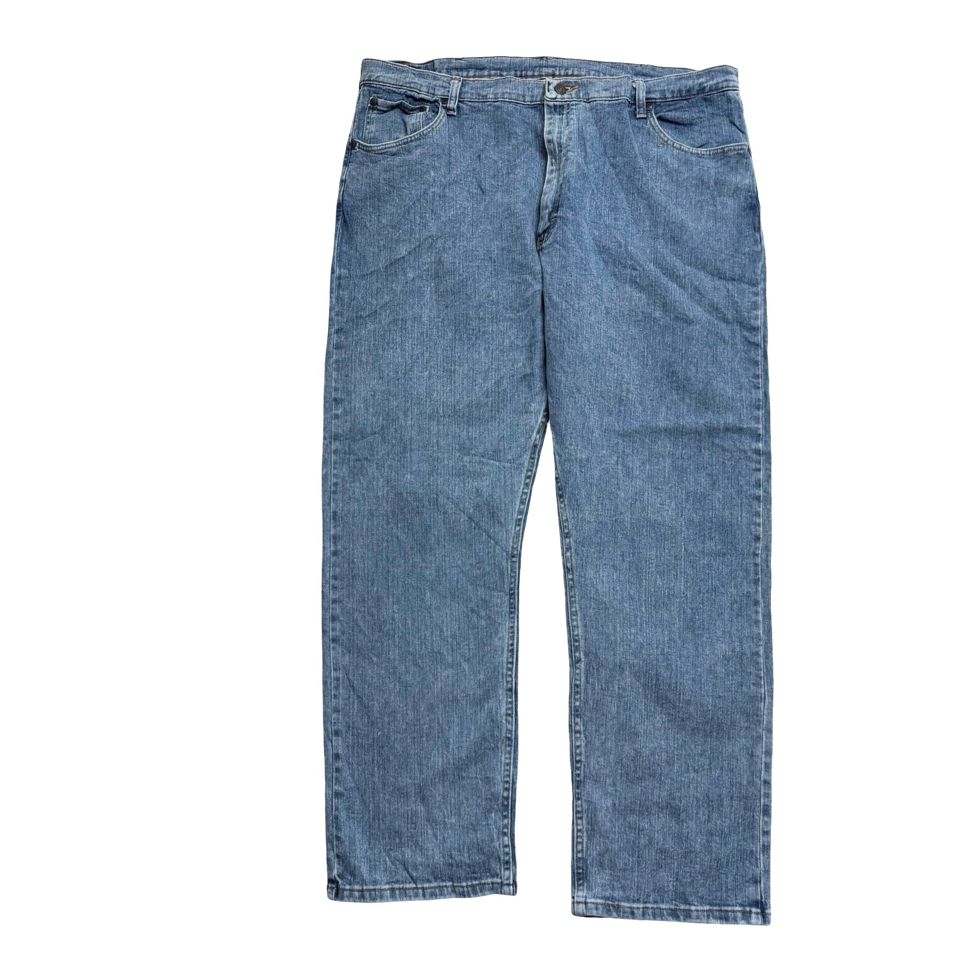 Wrangler Jeans W42 L30 Mens Light Blue Relaxed Straight Fit Stretch Denim (E)