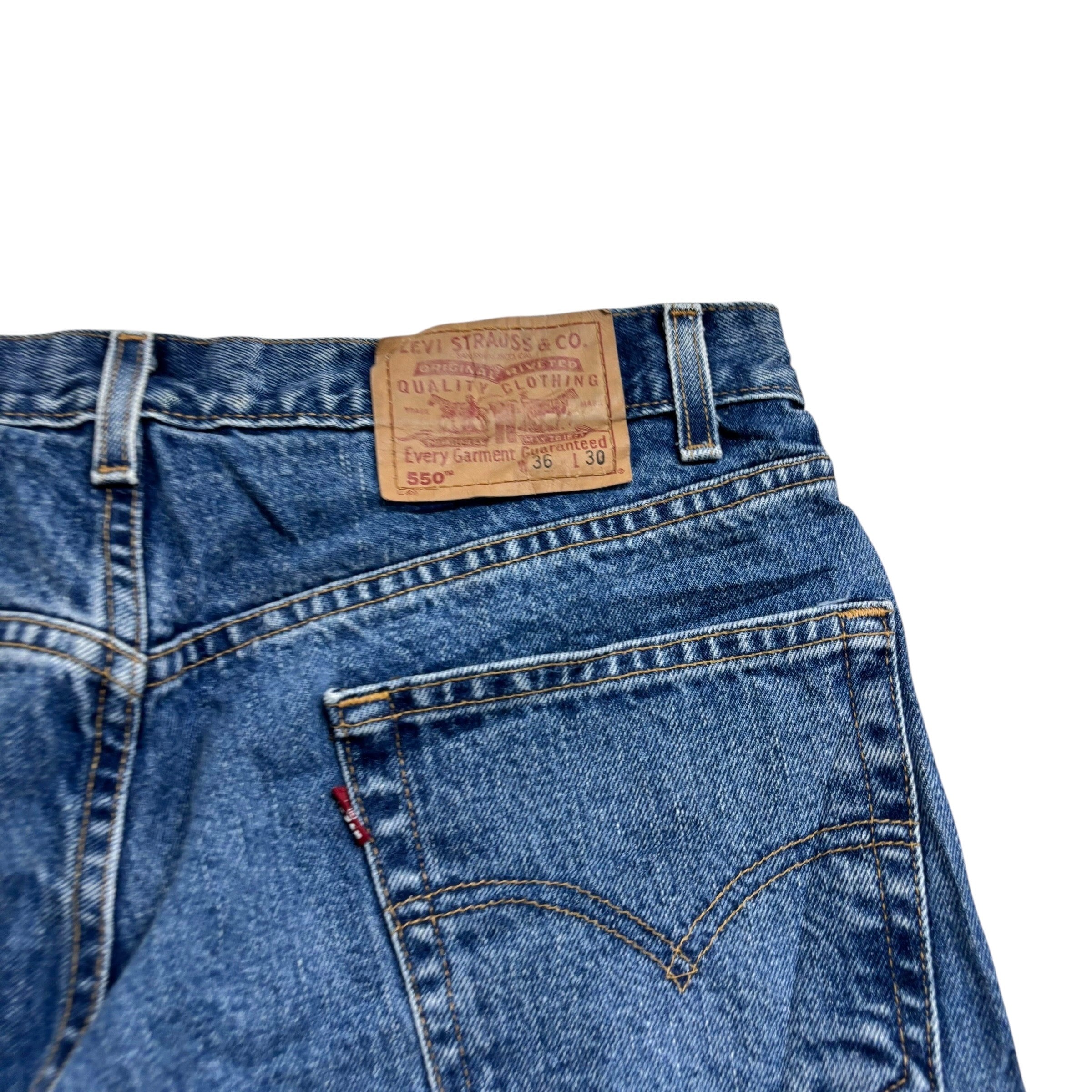 Levis 550 Jeans W35 L30 Mens Mid Blue Relaxed Straight Fit Vintage Denim (E)