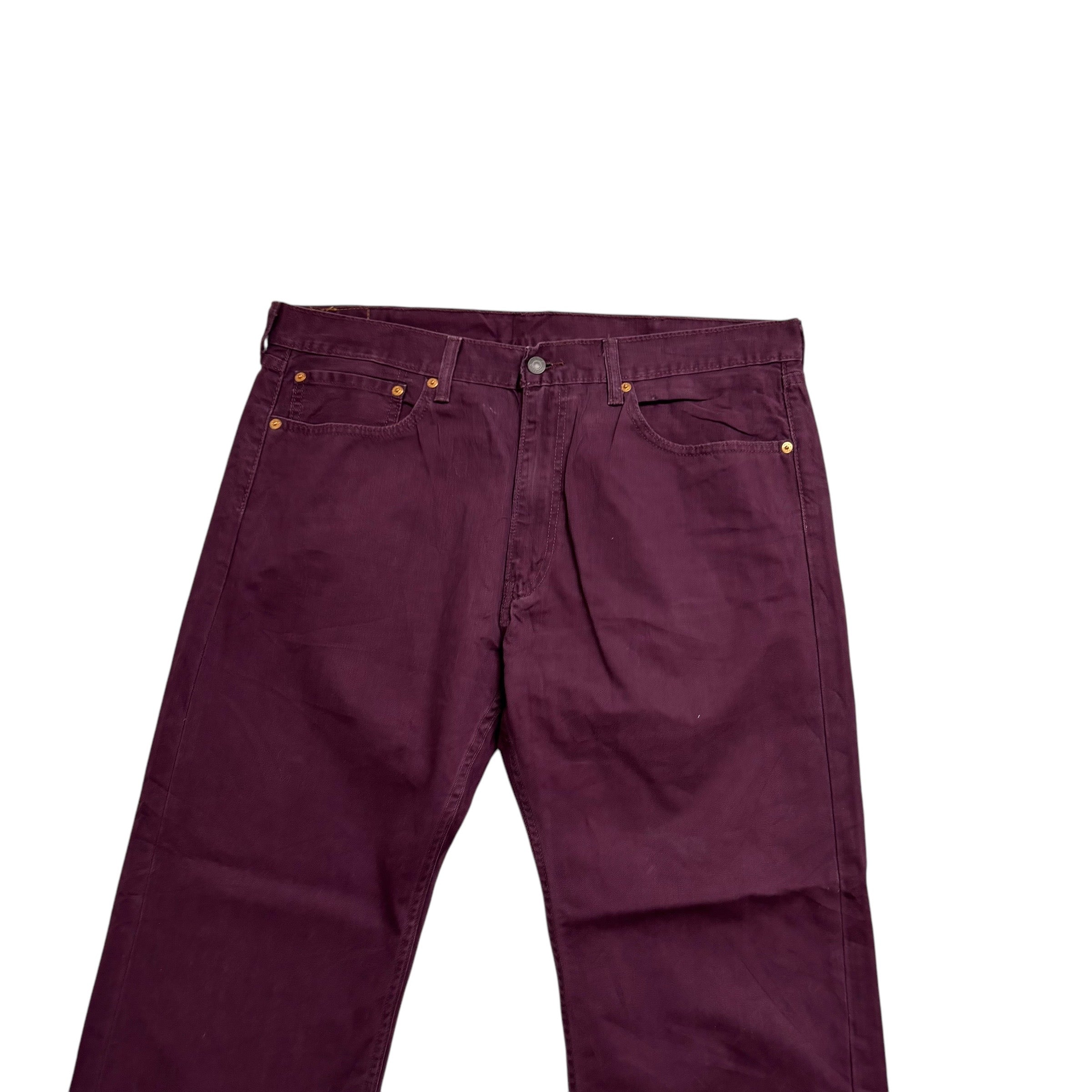 Levis 505 Trousers W38 L30 Mens Purple Regular Straight Fit Cotton Pants (E)